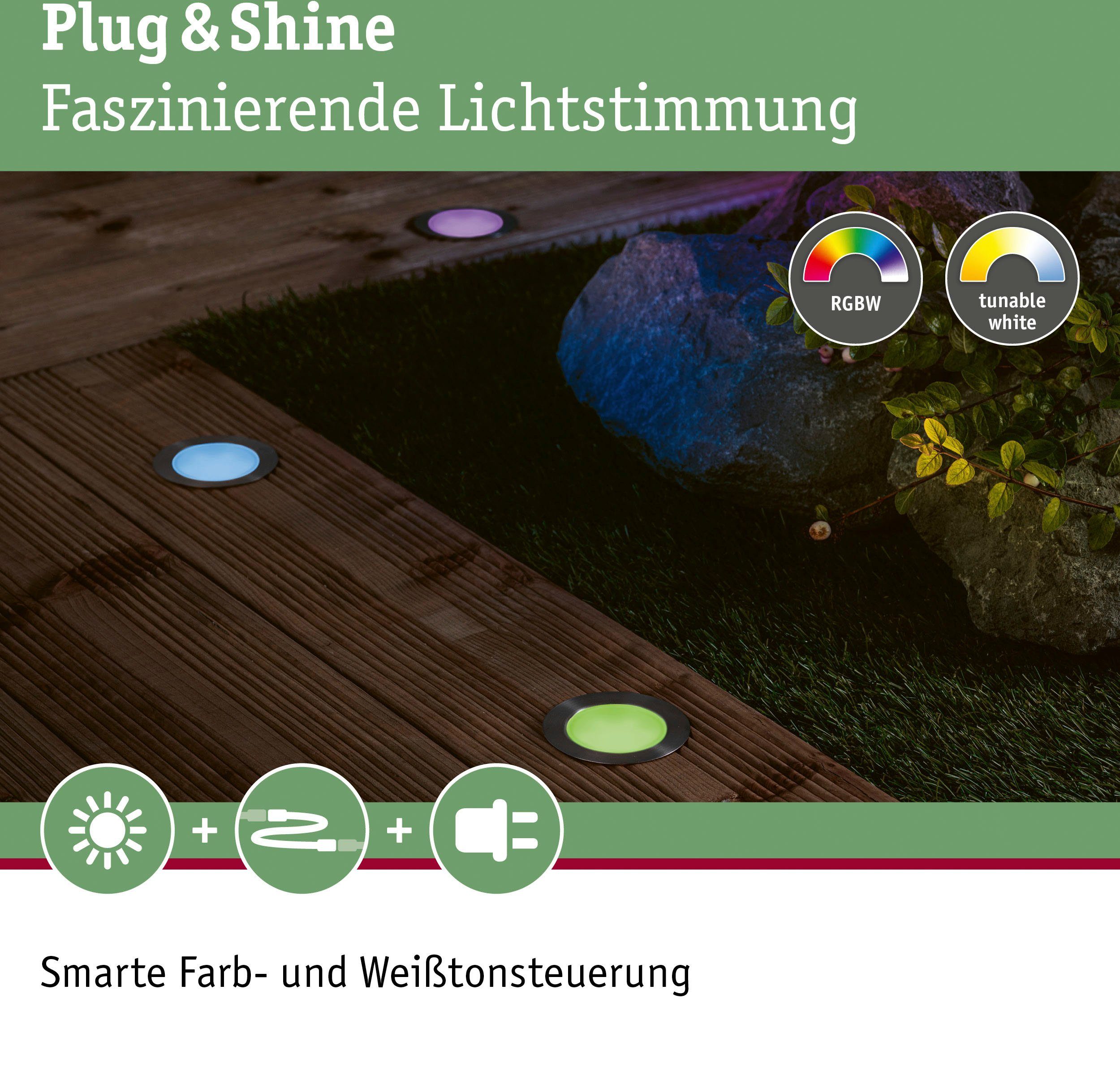 Paulmann Led-tuinverlichting Buiten Plug & Shine Inbouwlamp Vloer RGBW IP67 ZigBee (1 stuk)