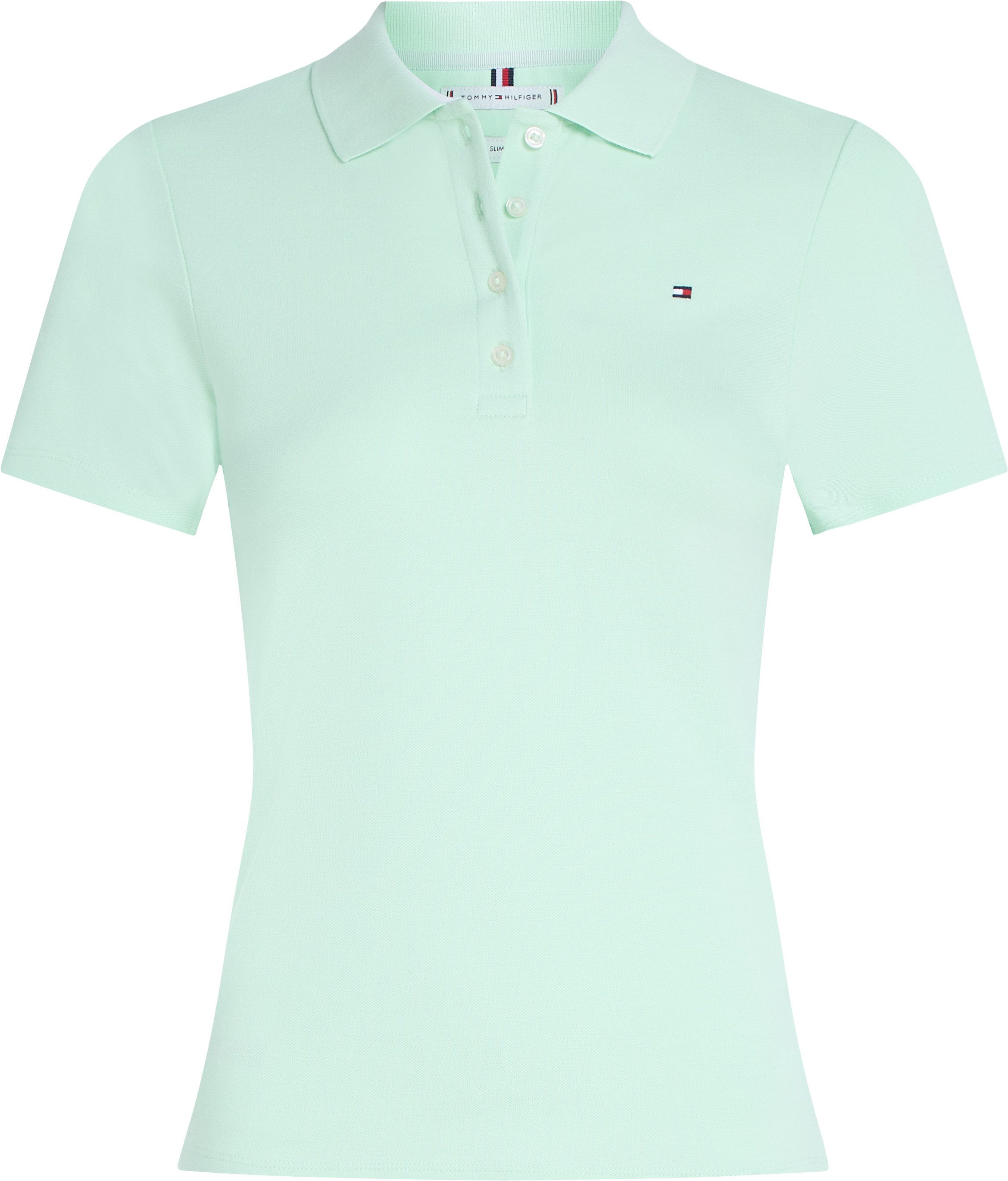 Tommy Hilfiger Poloshirt 1985 Slim Fit Pique Premium met logo-borduursel, met zijsplitten