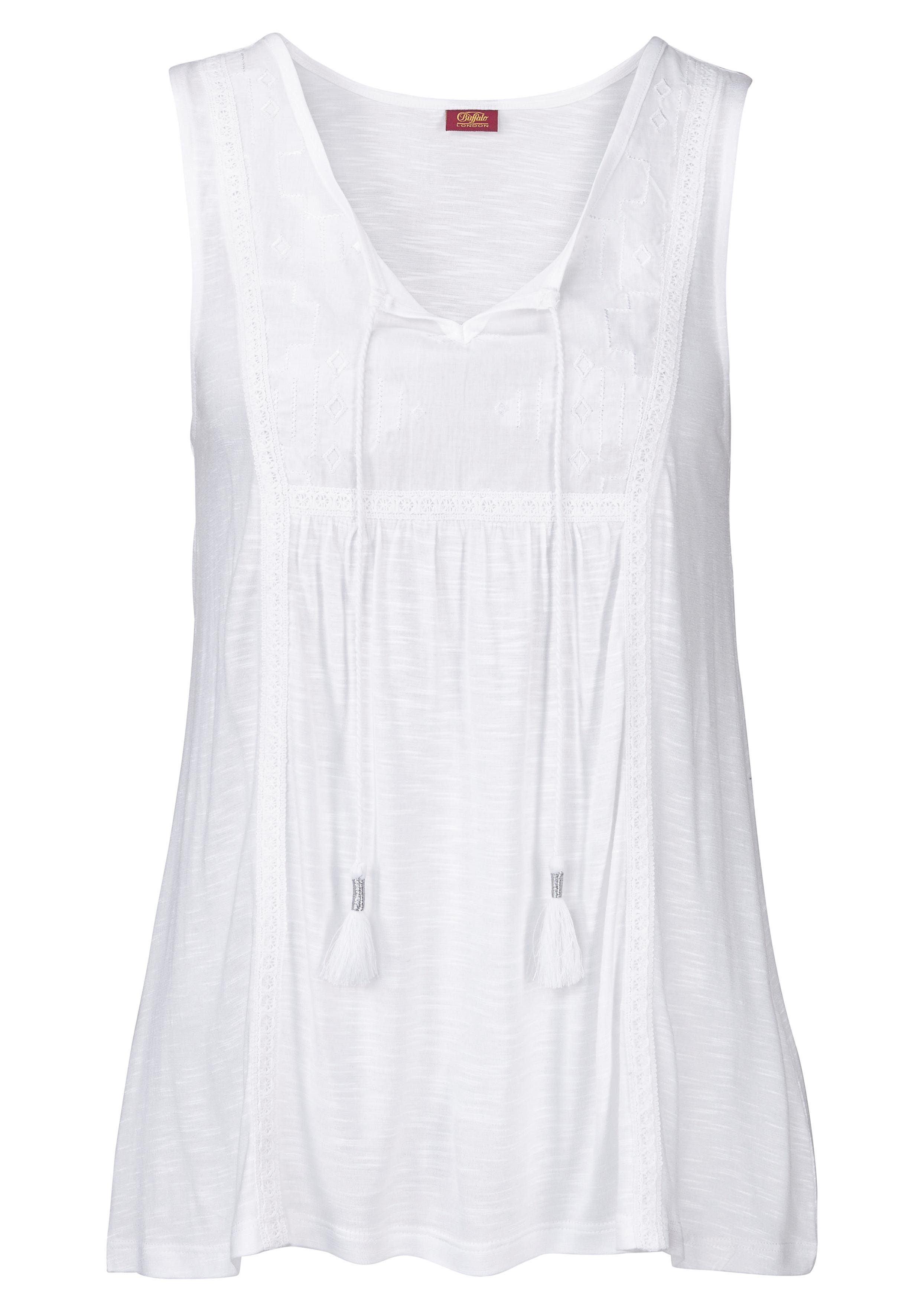 Buffalo Tanktop met borduursel, zomertop, viscose