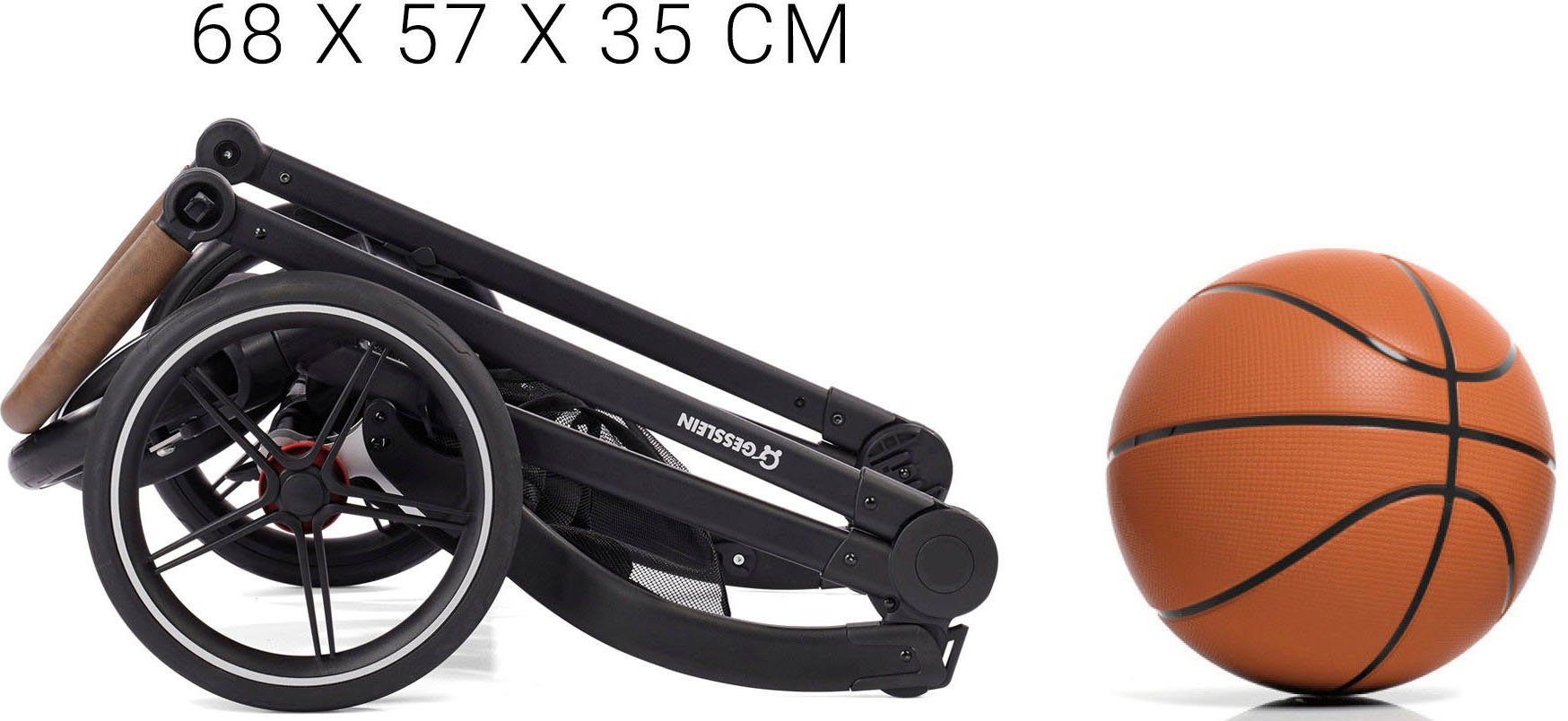 Gesslein Combi-kinderwagen FX4 Soft+ met opzetstuk Life, zwart/cognac, donker olijf