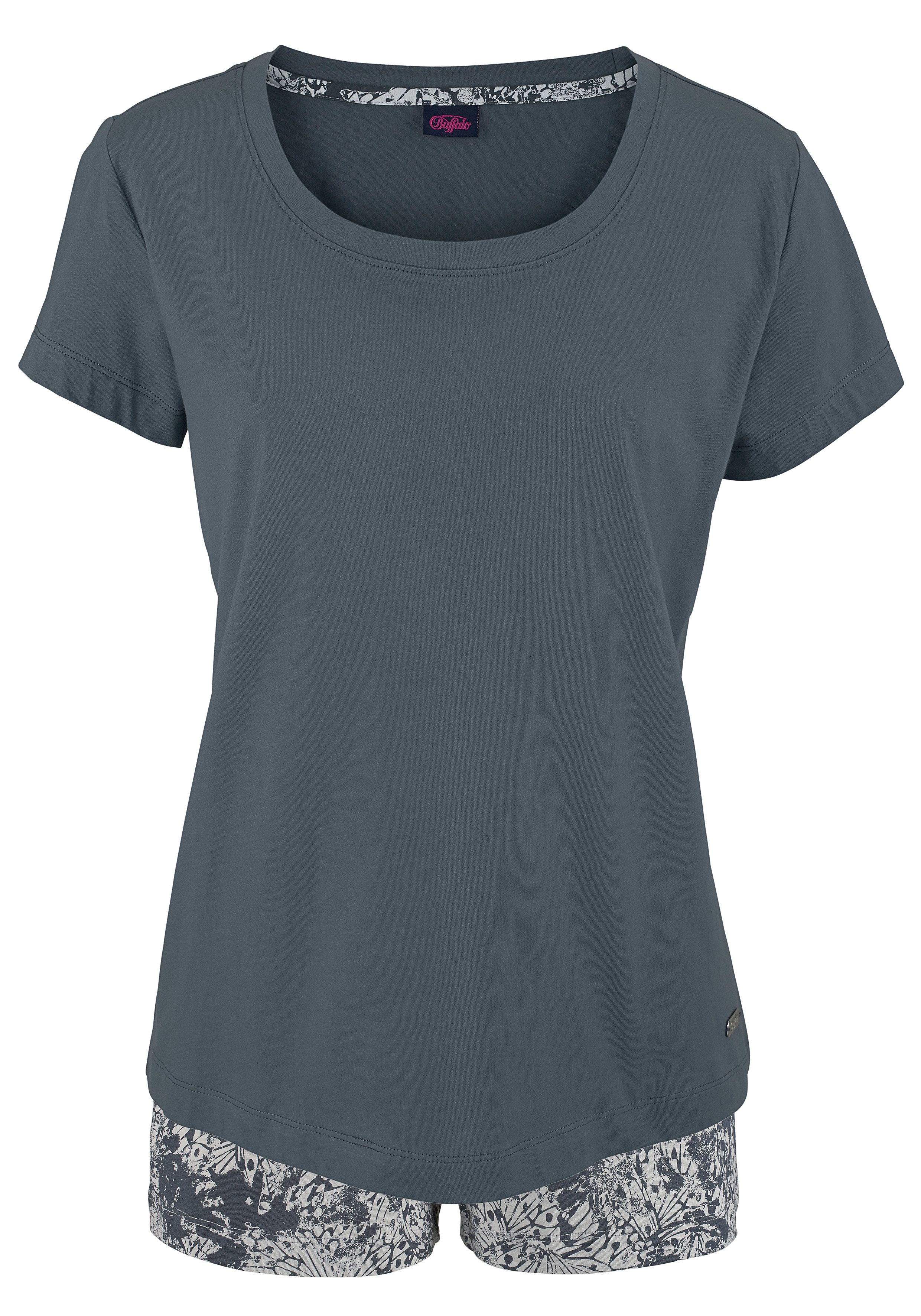 Buffalo Shortama met gedessineerde short en zacht basic t-shirt (2-delig, 1 stuk)
