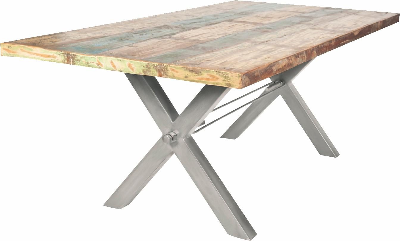 SIT Eettafel Tops gemaakt van gerecycled afvalhout eettafels maat 160 cm x 78 cm x 85 cm zilver