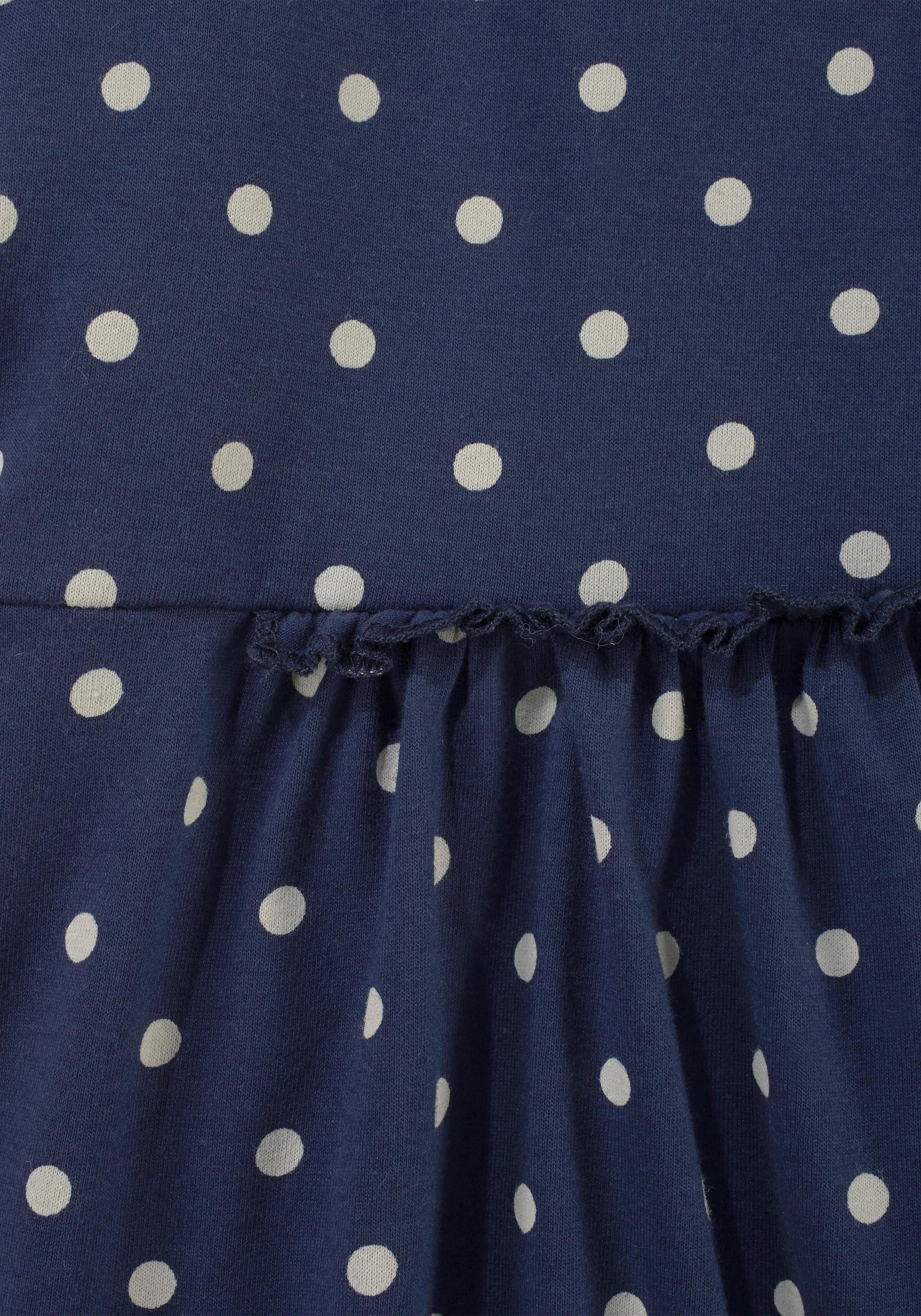 KIDSWORLD Jerseyjurk Voor kleine meisjes knie-vrij, modieuze stijl, van puur katoen, brede bandjes (set, 2-delig)