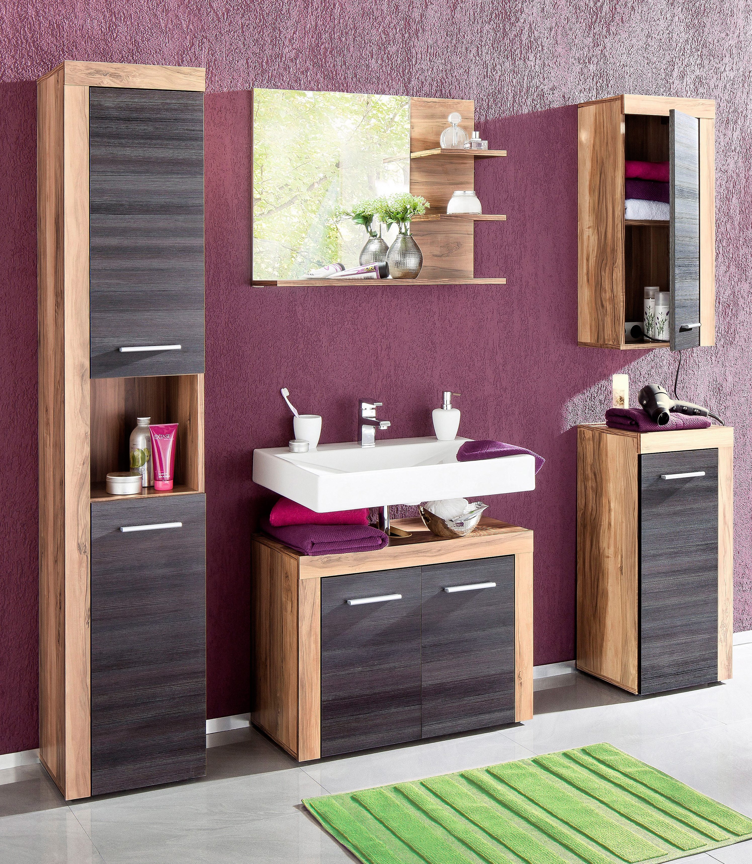 welltime Hangend kastje Carcassonne met randen in houttinten, breedte 36 cm