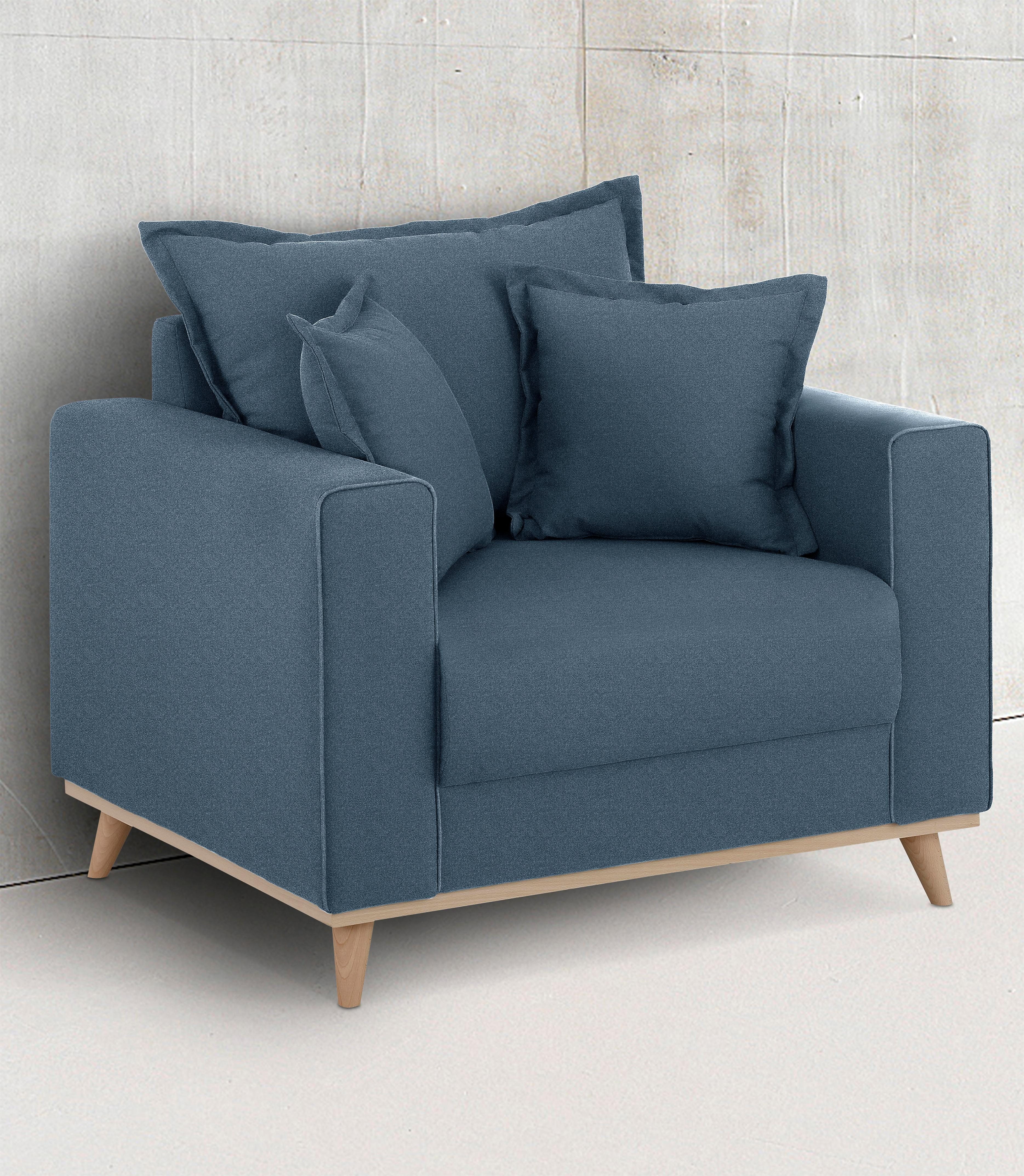 Home affaire Fauteuil EDINA ook in katoenmix-overtrekstof, in scandinavische stijl fauteuils maat Geweven stof blauw
