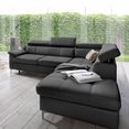 exxpo - sofa fashion hoekbank met verstelbare hoofdsteun en verstelbare rugleuning, naar keuze met slaapfunctie en bedkist zwart