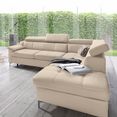 exxpo - sofa fashion hoekbank met verstelbare hoofdsteun en verstelbare rugleuning, naar keuze met slaapfunctie en bedkist beige
