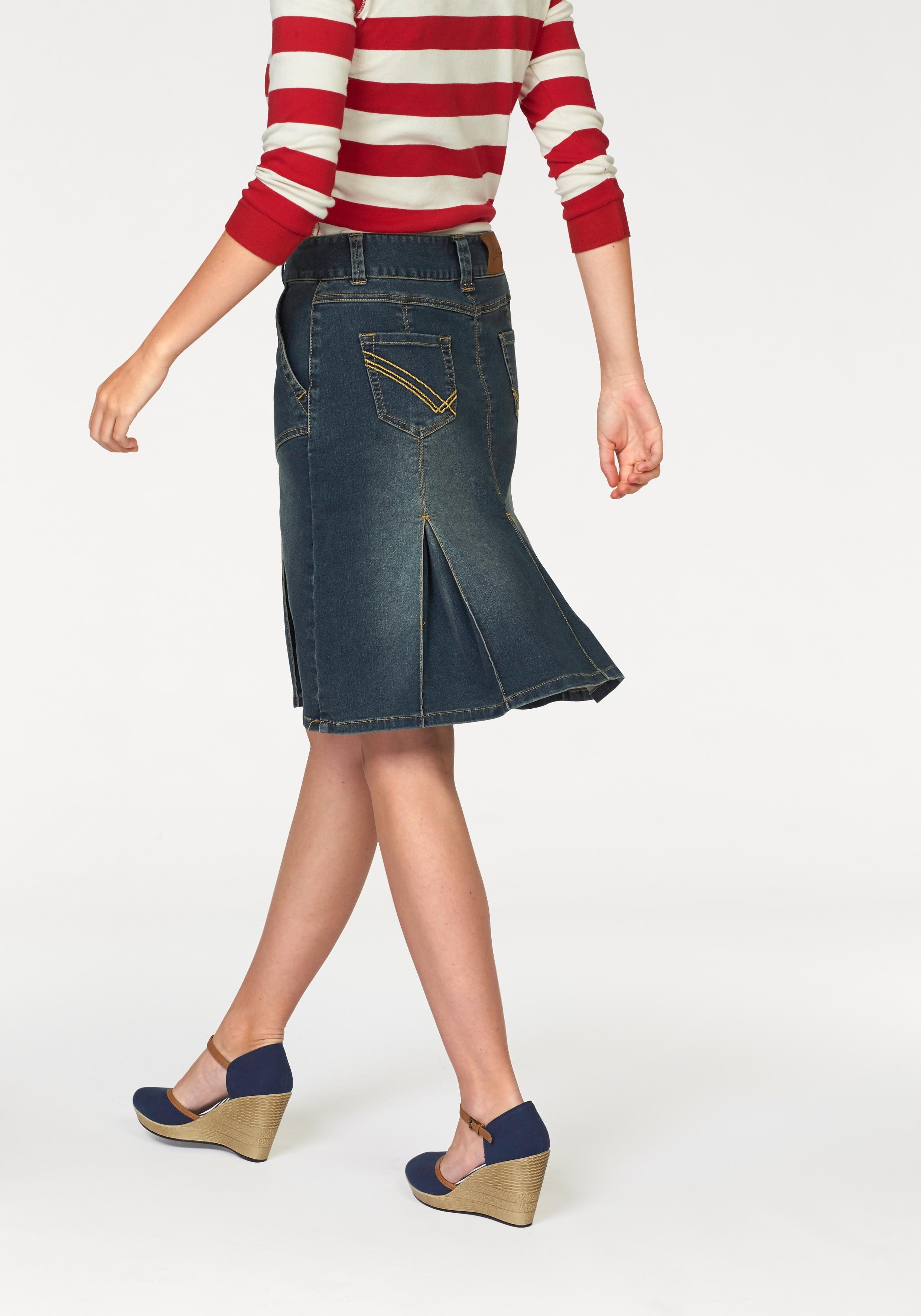 Aniston CASUAL Jeans rok met ingelegde plooien
