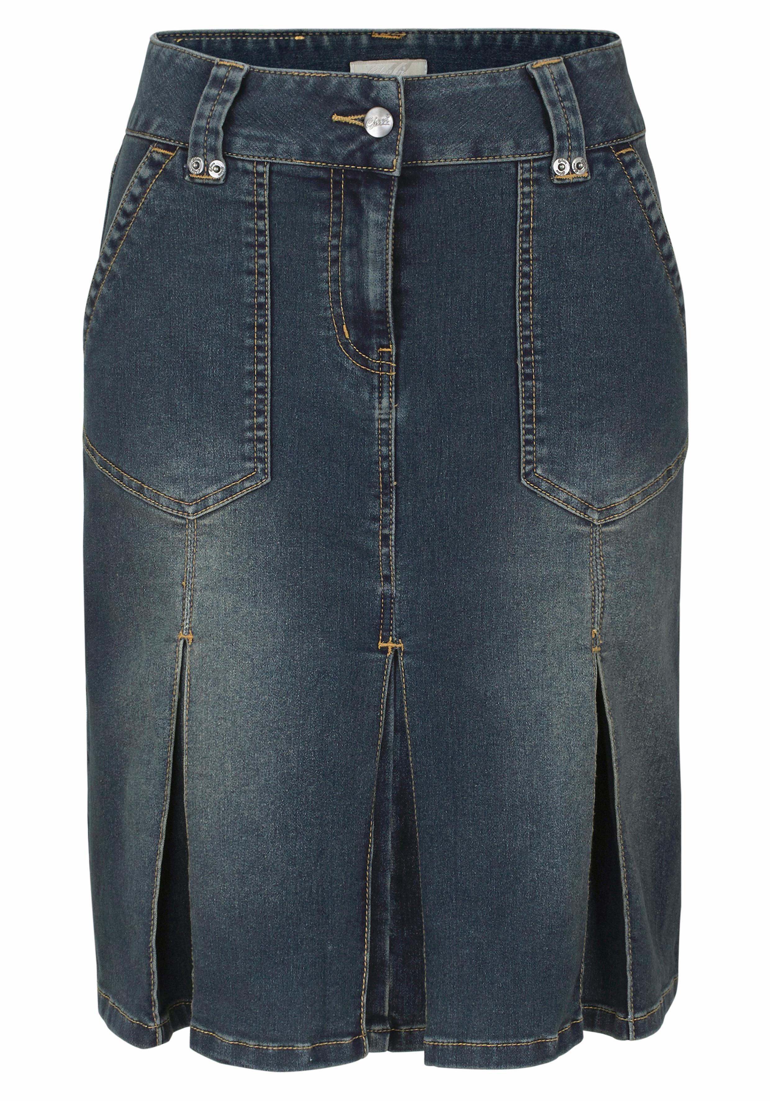 Aniston CASUAL Jeans rok met ingelegde plooien