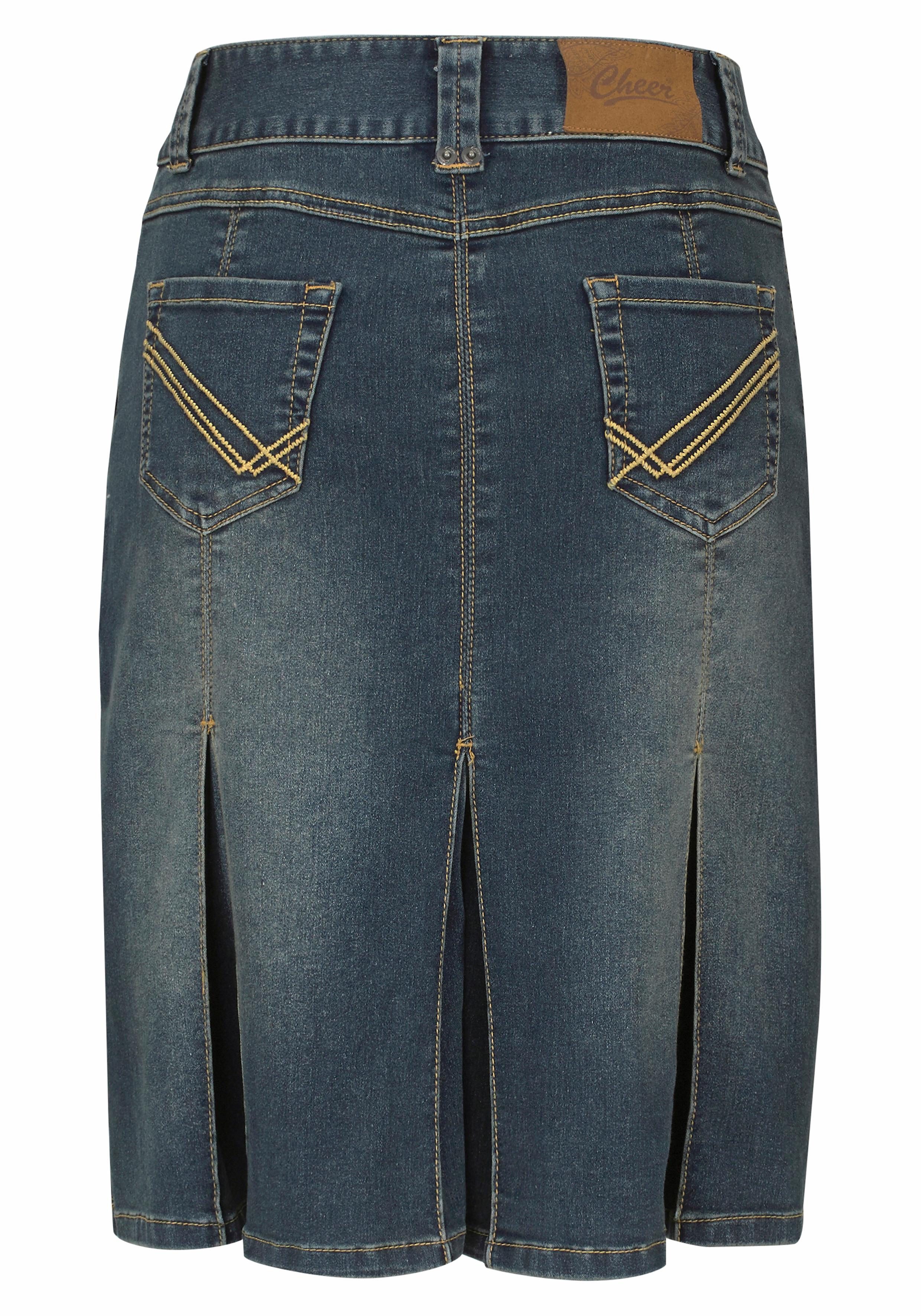 Aniston CASUAL Jeans rok met ingelegde plooien