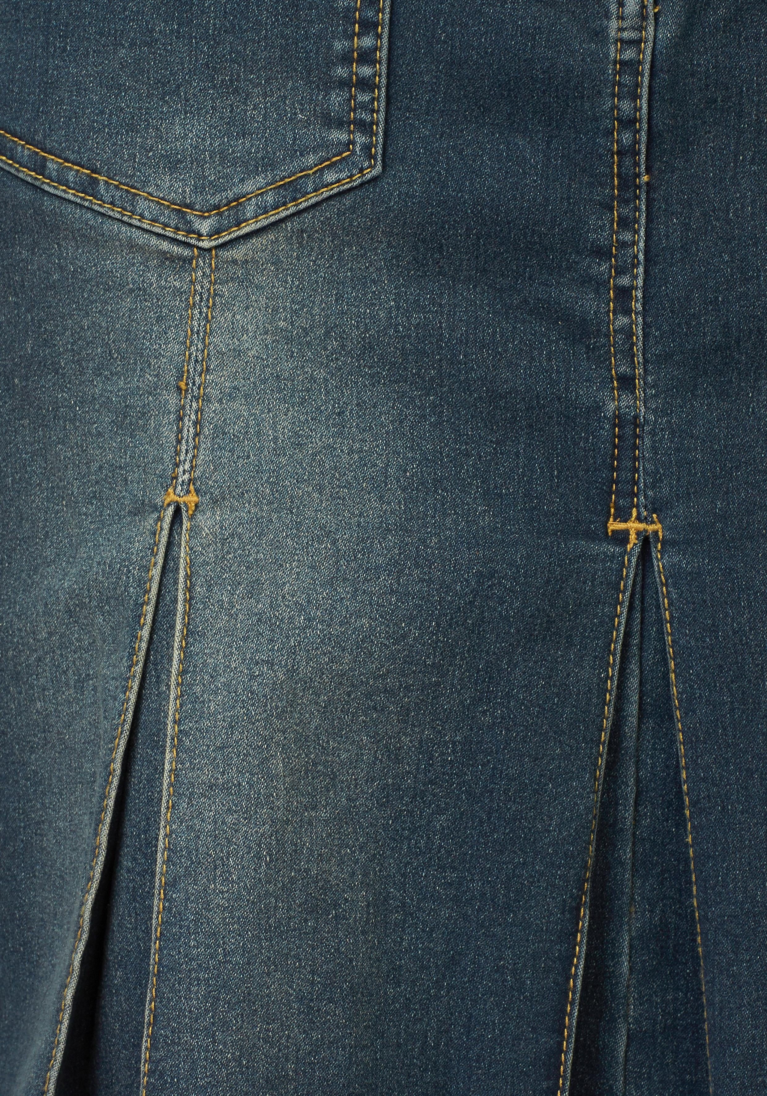 Aniston CASUAL Jeans rok met ingelegde plooien