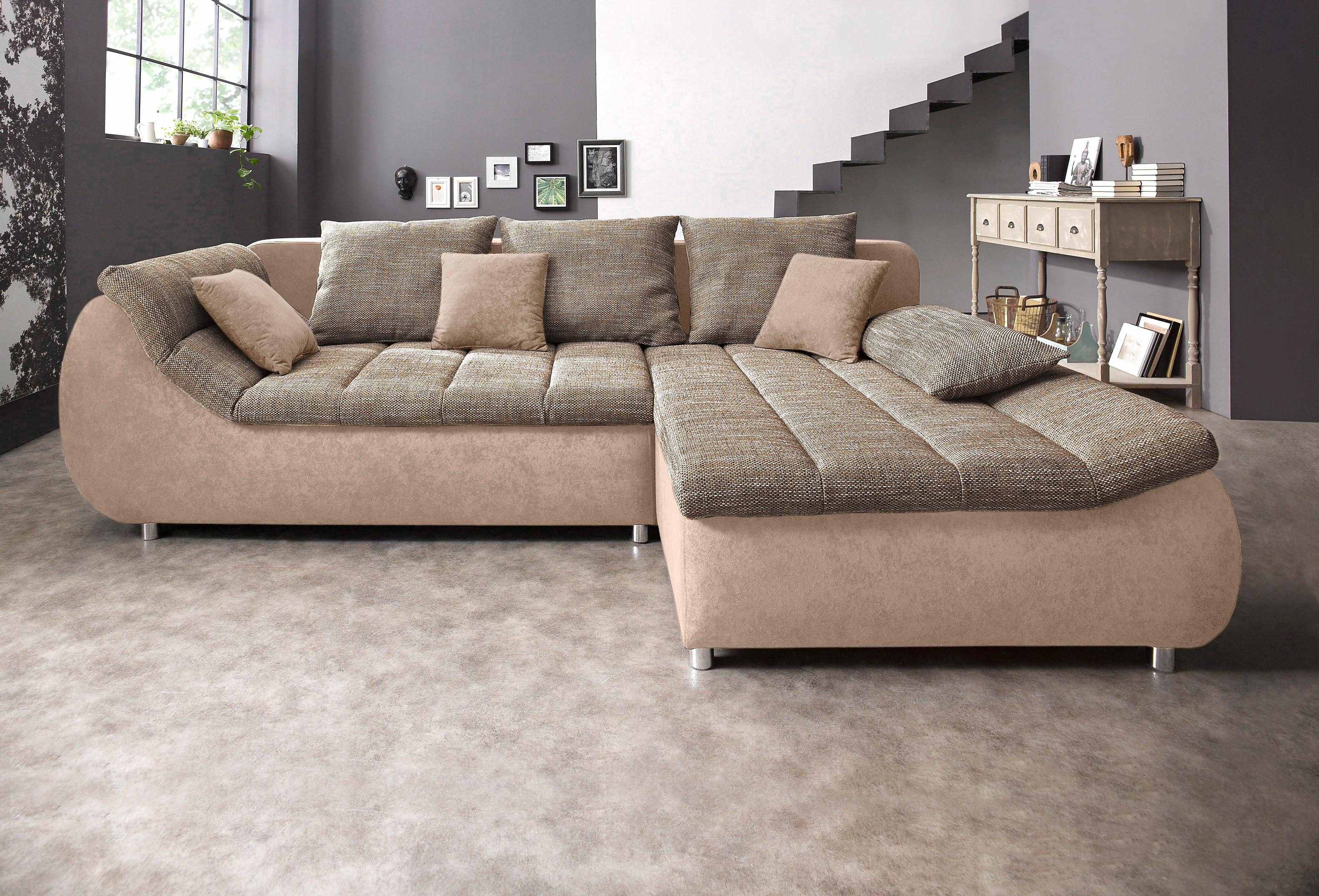 INOSIGN Hoekbank Imola elegant en comfortabel, actuele stiksels in de zitting, L-vorm