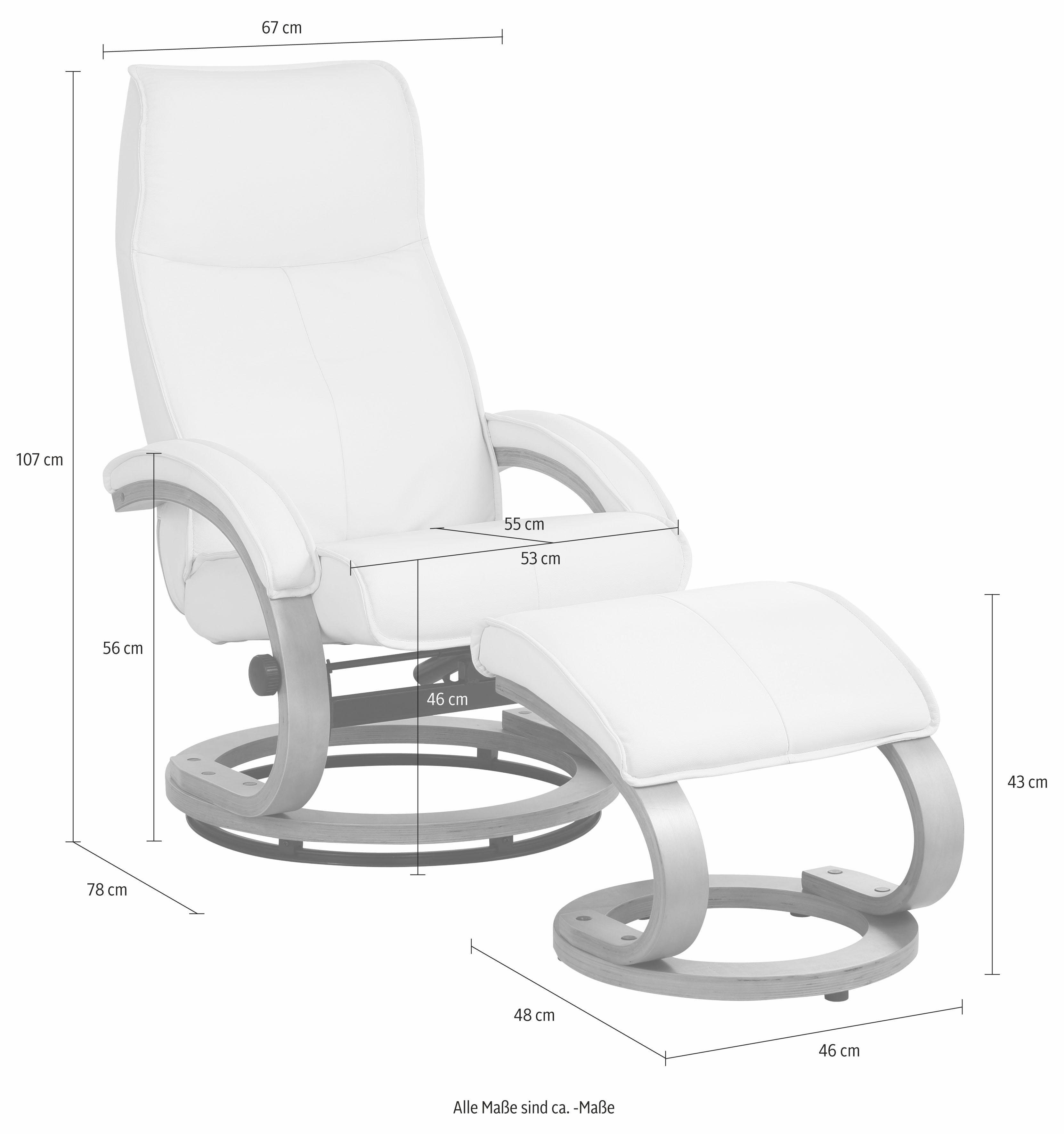 Home affaire Relaxfauteuil Paris, tv-stoel met poef en handmatige ligfunctie (set, 2 stuks)