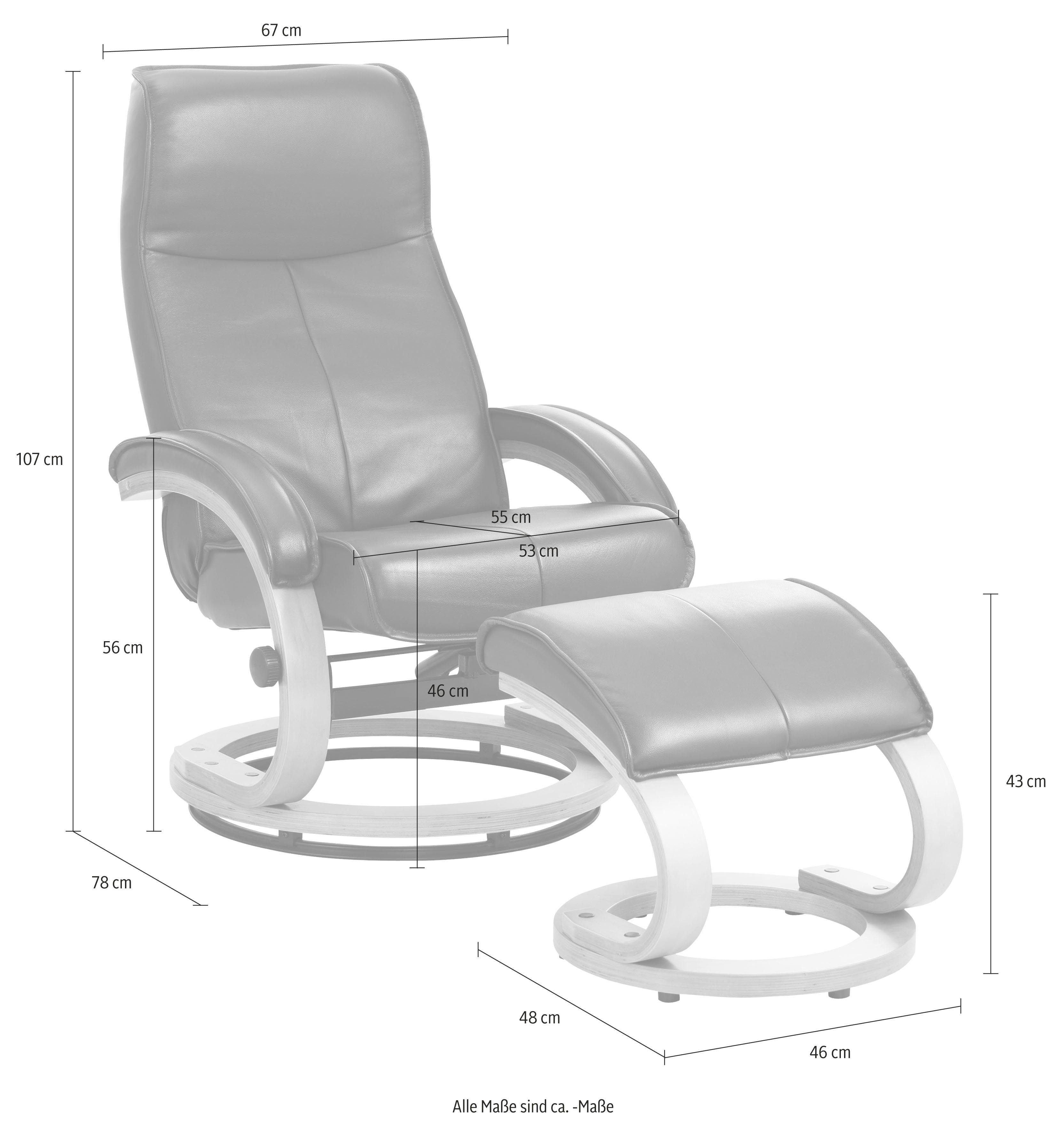 Home affaire Relaxfauteuil Paris verstelbaar, microvezel, natuurleer, geweven stof, zithoogte 46 cm (set, 2 stuks)