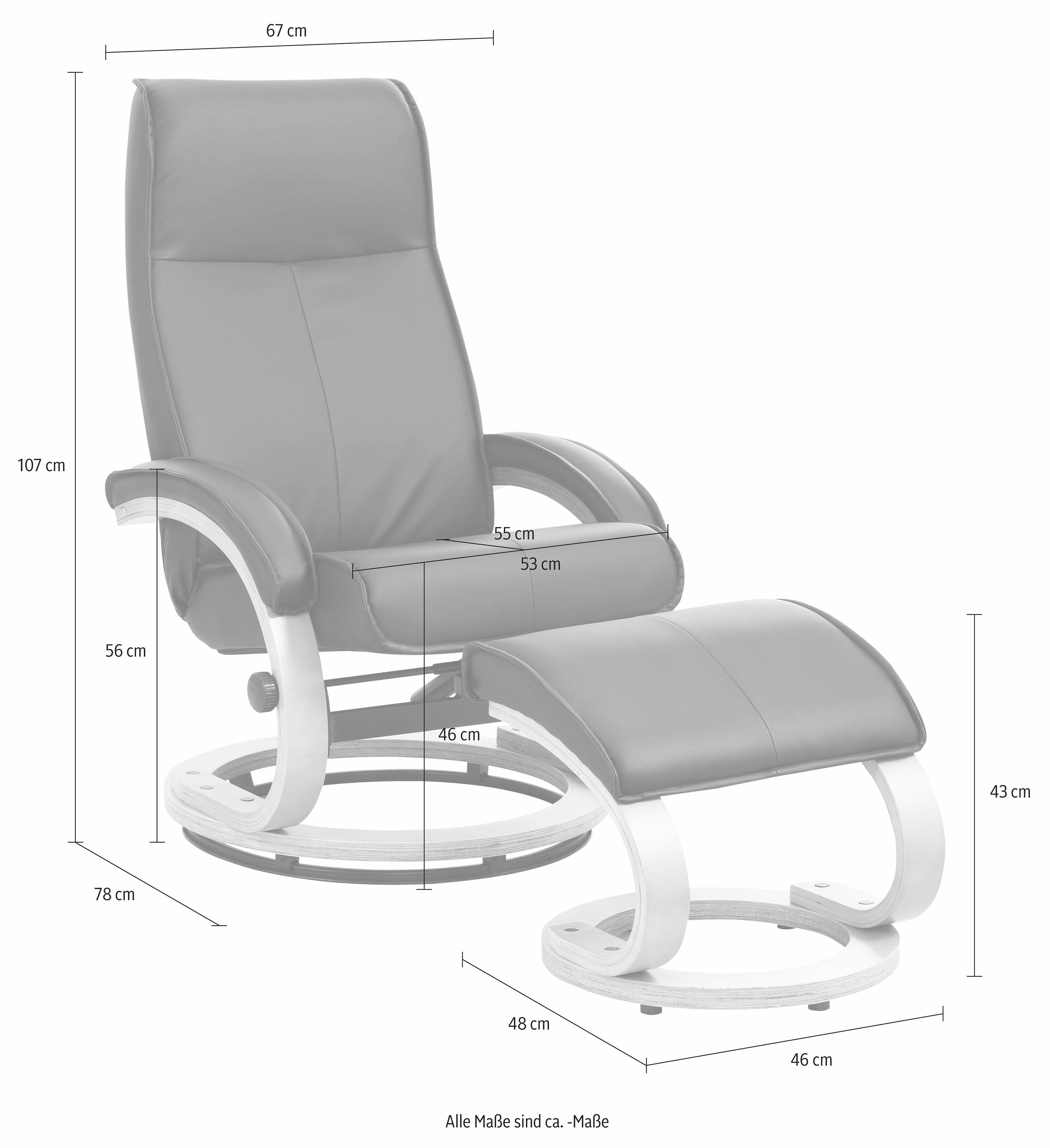 Home affaire Relaxfauteuil Paris verstelbaar, microvezel, natuurleer, geweven stof, zithoogte 46 cm (set, 2 stuks)