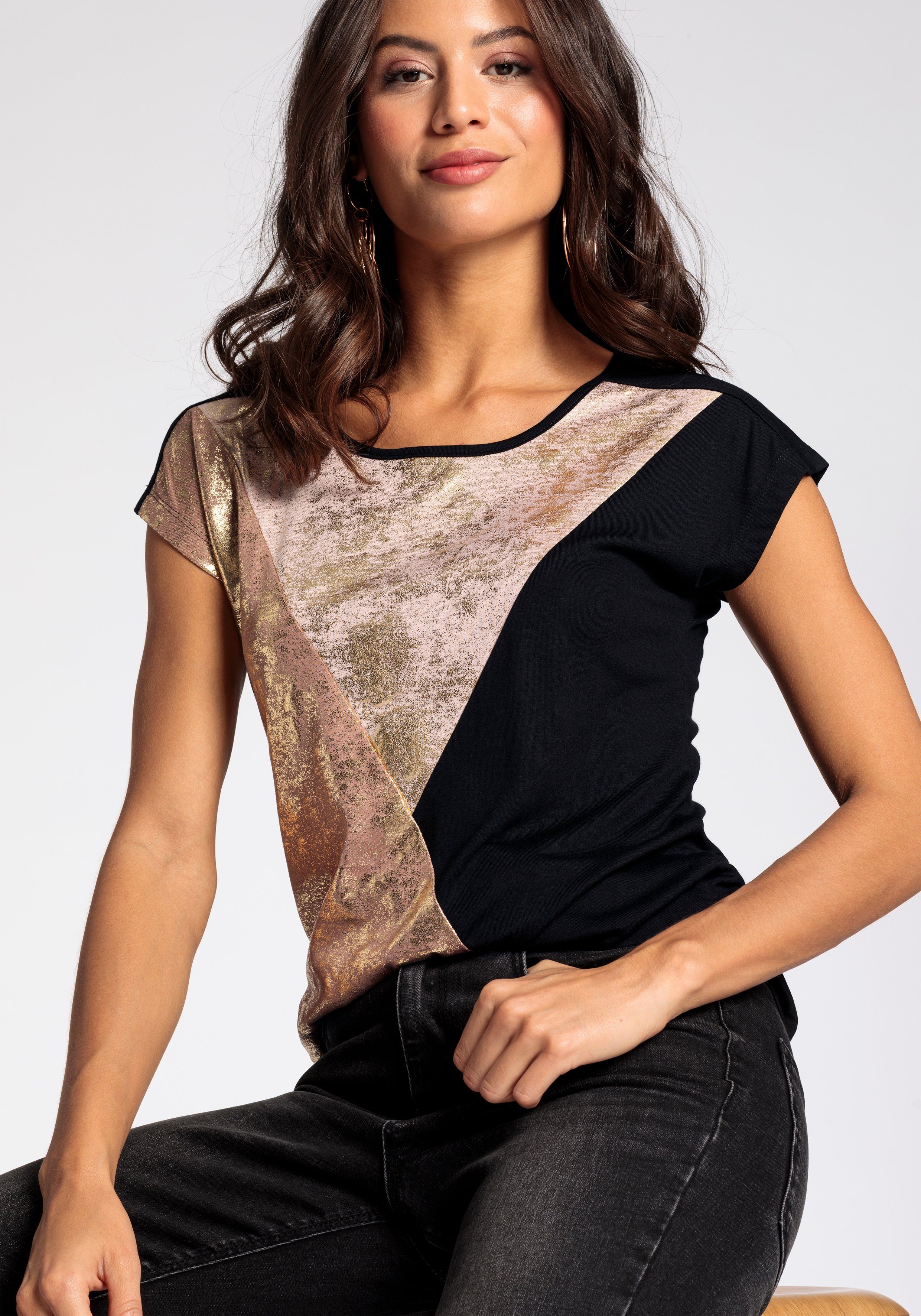 Laura Scott T-shirt Korte mouwen, figuurvolgende pasvorm, effen, ronde hals