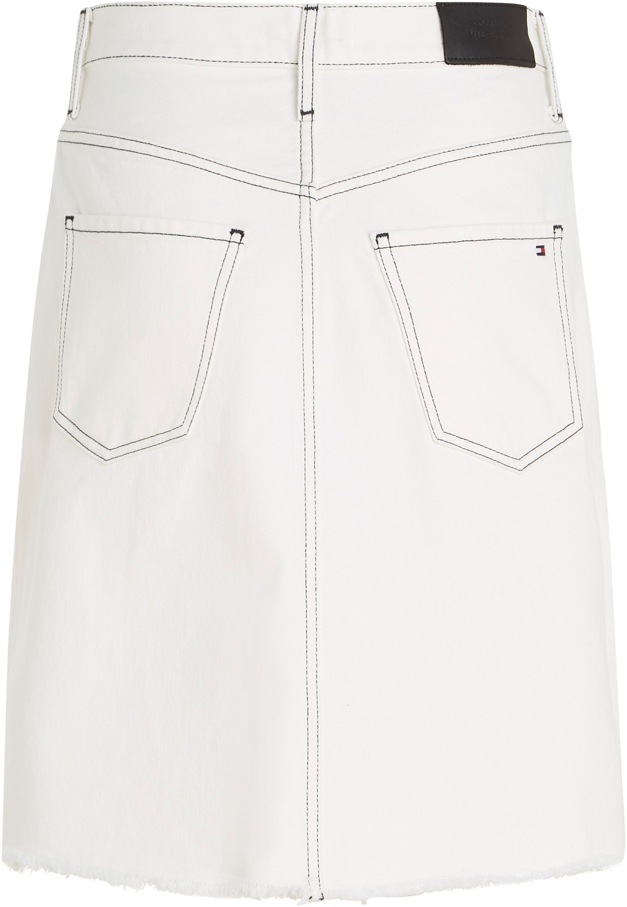 Tommy Hilfiger Jeans rok DNM RW A-LINE SKIRT ECRU Webrok met logo-embossing