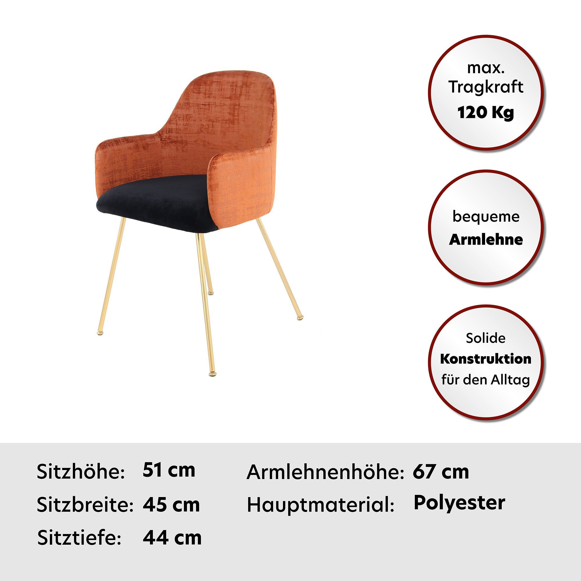 Kayoom Stoel Richard 525, moderne stoel met armleuningen, tweekleurig ontwerp (1 stuk)
