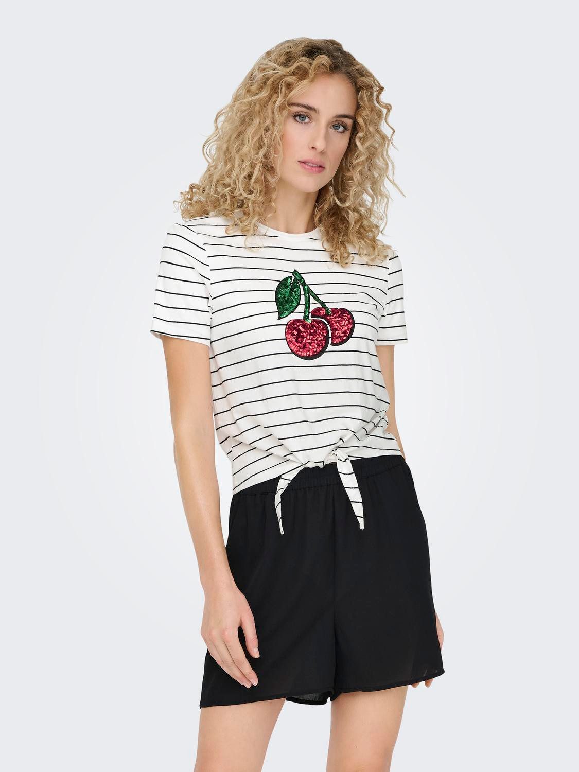 Only Shirt met korte mouwen ONLKITA LIFE S S FRUIT KNOT TOP BOX JRS