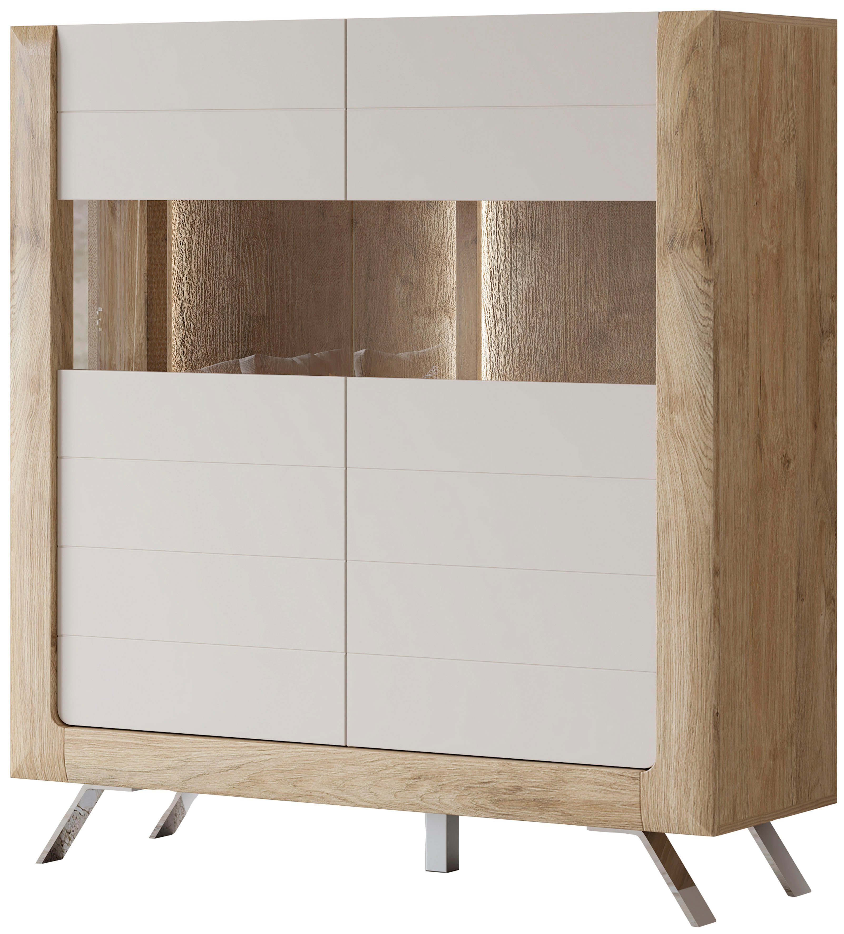 Leonique Highboard Kasai Hoogte 136,5 cm, 2 deuren met glasinzet