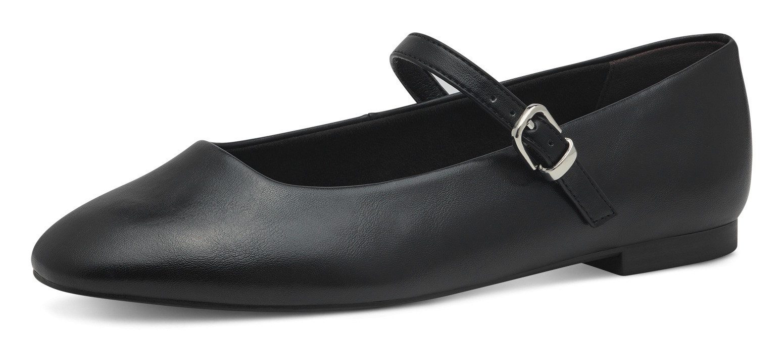 Tamaris Ballerina's met riempje , blokhak, zakelijke schoen, flats in veganistische uitvoering