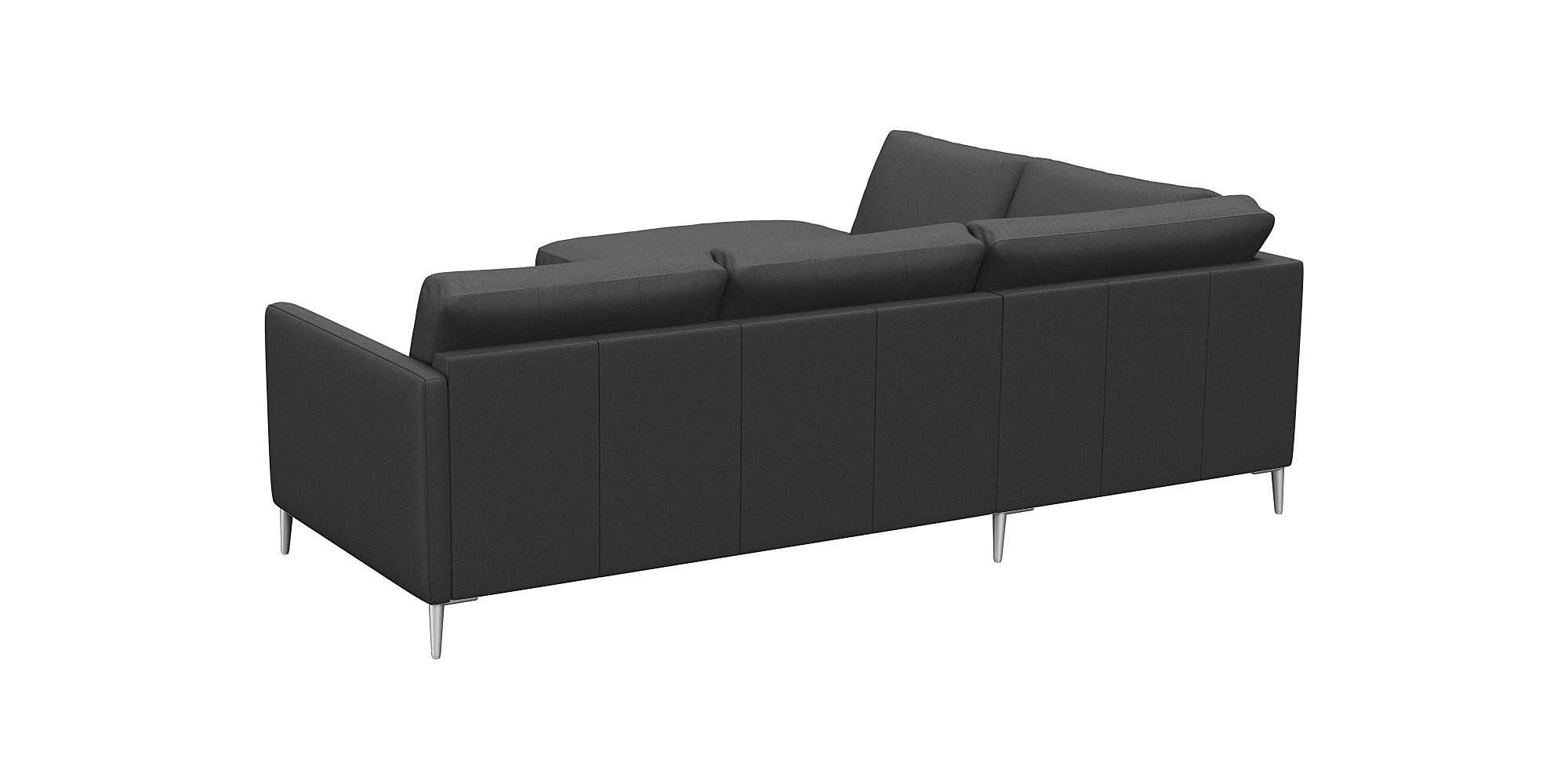 FLEXLUX Hoekbank Fiore, L-vorm smalle armleuningen, aluminiumkleurige voeten, b/d 234/225 cm, koudschuim in de zitplaats
