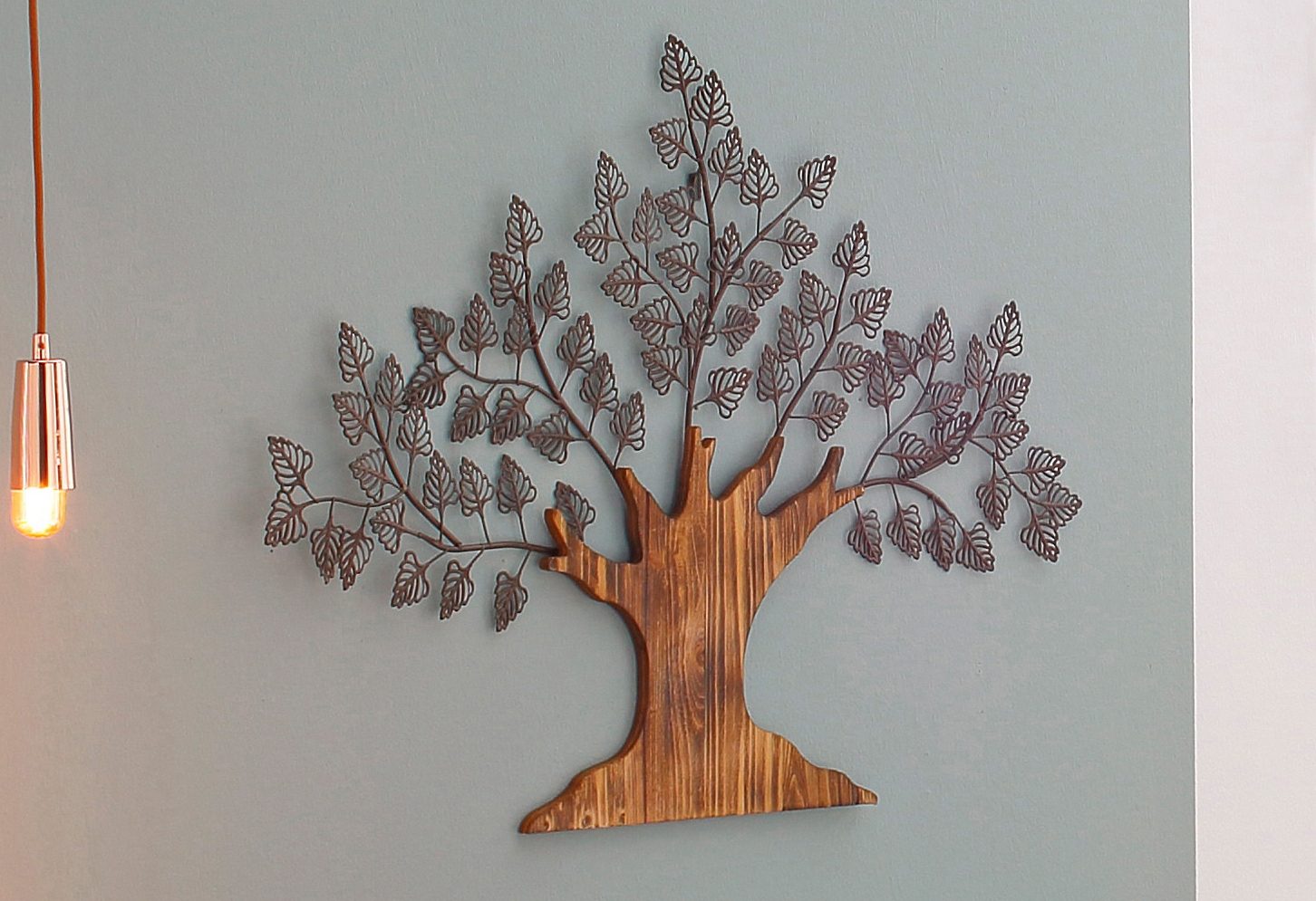 HOFMANN LIVING AND MORE Sierobject voor aan de wand Boom Materiaalmix van metaal en hout