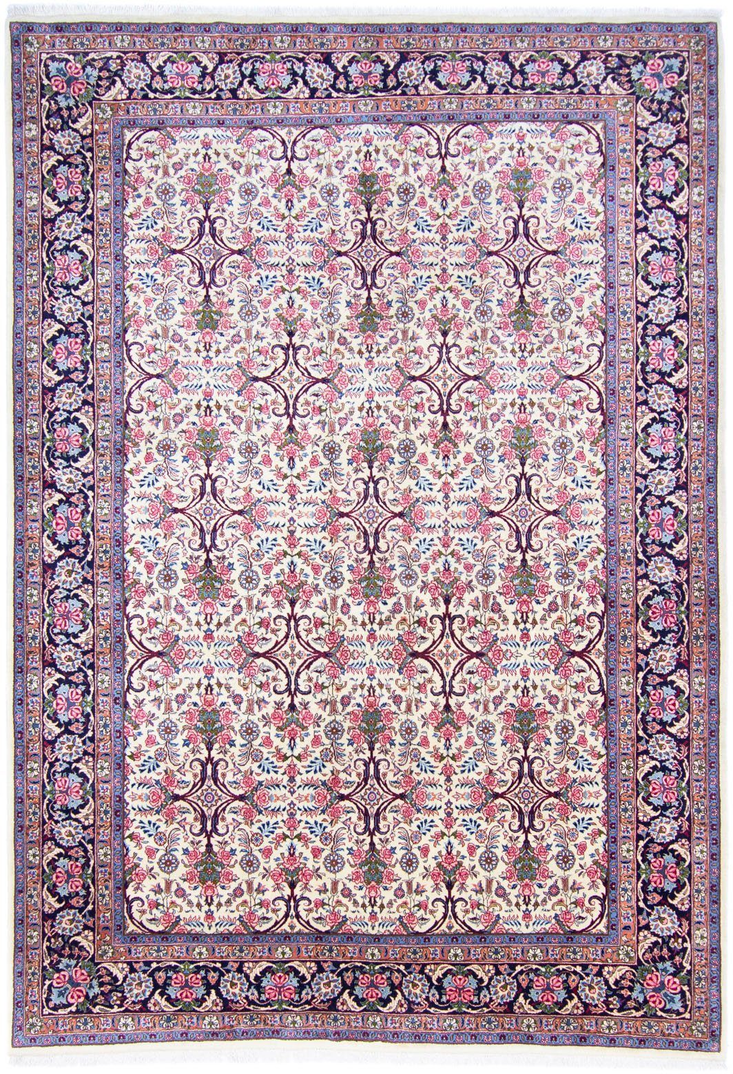 morgenland Hoogpolige loper Tabriz 50 Raj sterk gedessineerd rosso scuro 227 x 76 cm Uniek exemplaar met certificaat