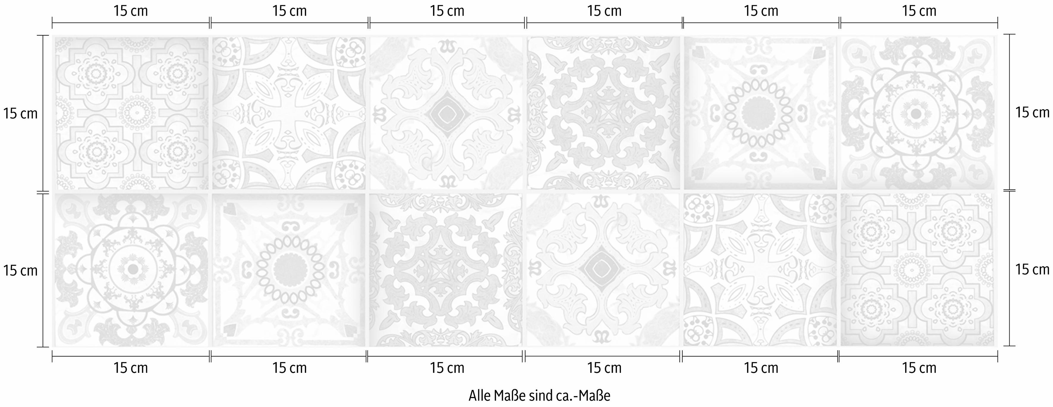 Home affaire Tegelsticker Ornamenten Stickertegels, zelfklevend, stickers, 12-delige set (12 stuks)