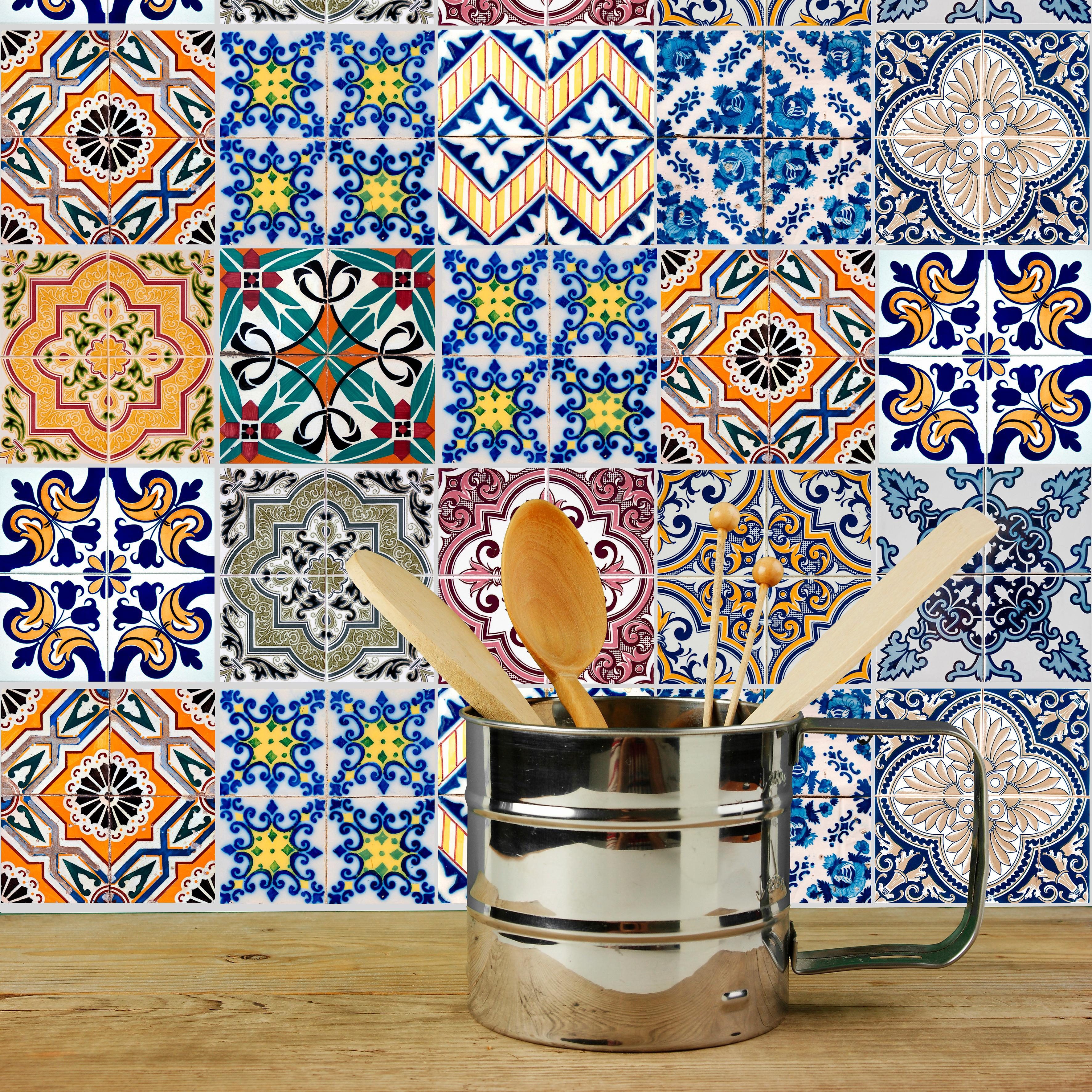 Home affaire Tegelsticker Ornamenten Stickertegels, zelfklevend, stickers, 12-delige set (12 stuks)