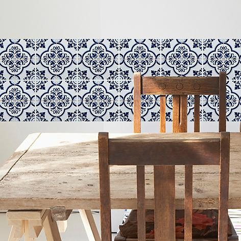 Home affaire Tegelsticker Blauwe ornamenten Stickertegels, zelfklevend, stickers, 12-delige set (set, 12 stuks)