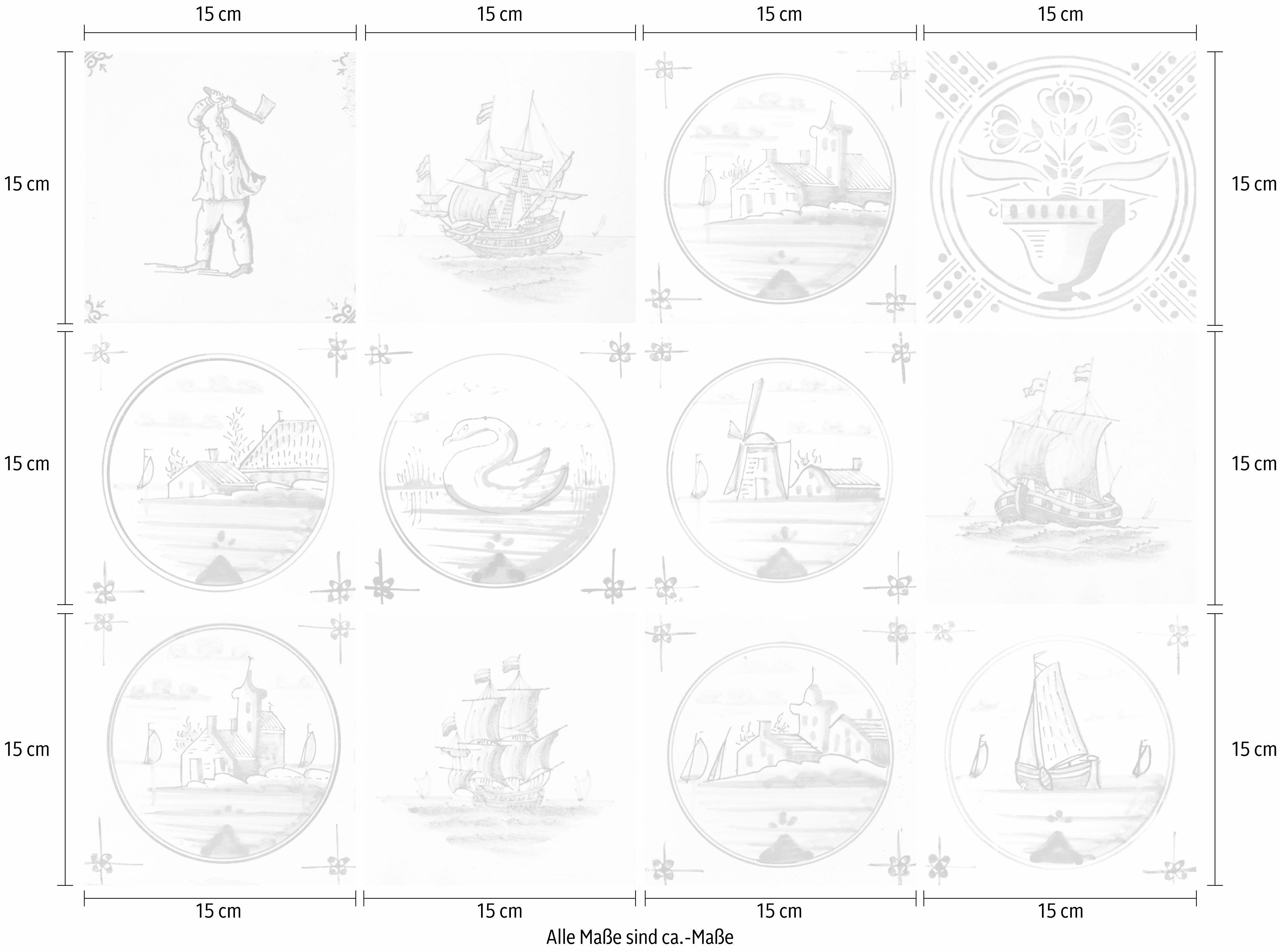 Home affaire Tegelsticker Maritiem Stickertegels, zelfklevend, stickers, 12-delige set (12 stuks)