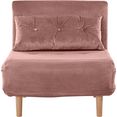 inosign slaapbank met uittrekbare metalen steunpoten, slaapfauteuil in 2 afm. te bestellen, modern logeerbed roze