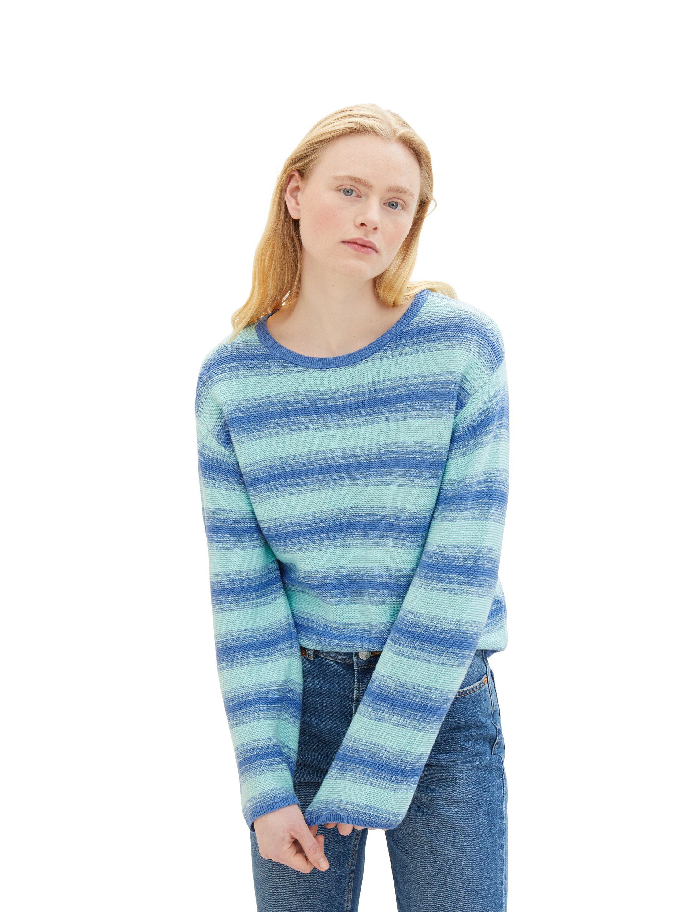 Tom Tailor Denim Gebreide trui in streep-look en met kleurverloop