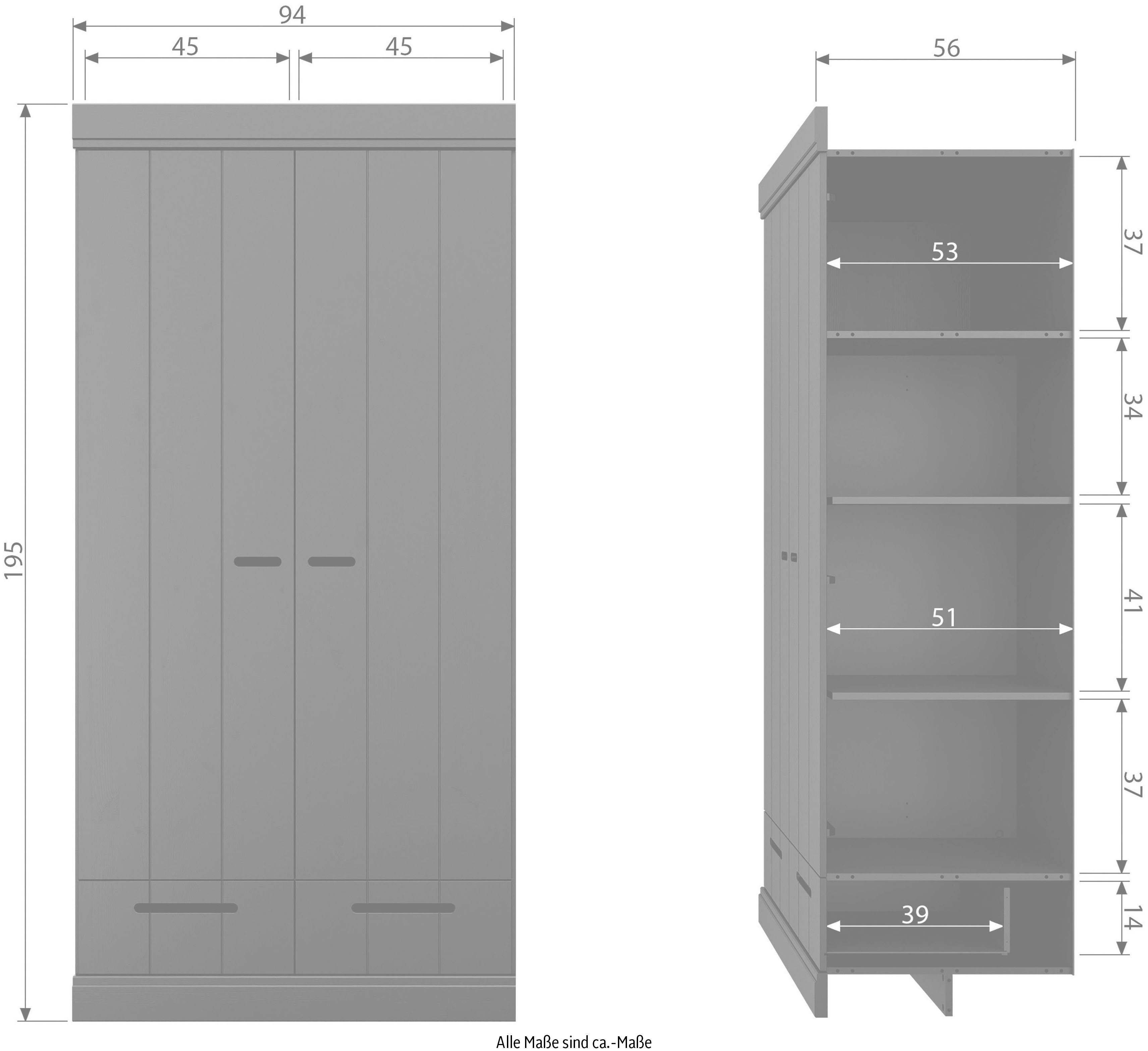 WOOOD Kledingkast Connect met kledingstang, breedte 94 cm x hoogte 195 cm