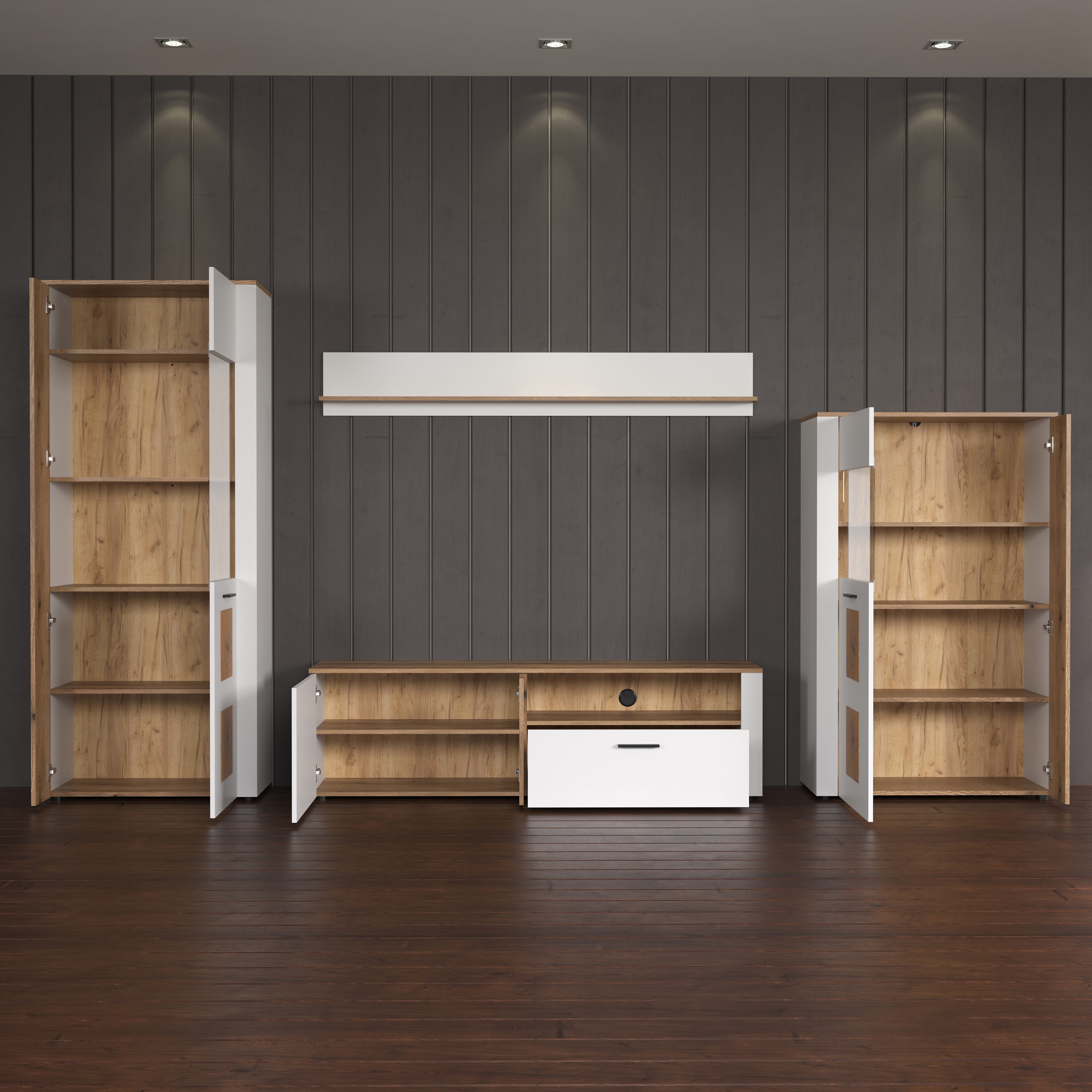 INOSIGN Wandmeubel Linz Woonkamermeubilair met eindhouttoepassingen - 360/42/195 cm (4-delig)