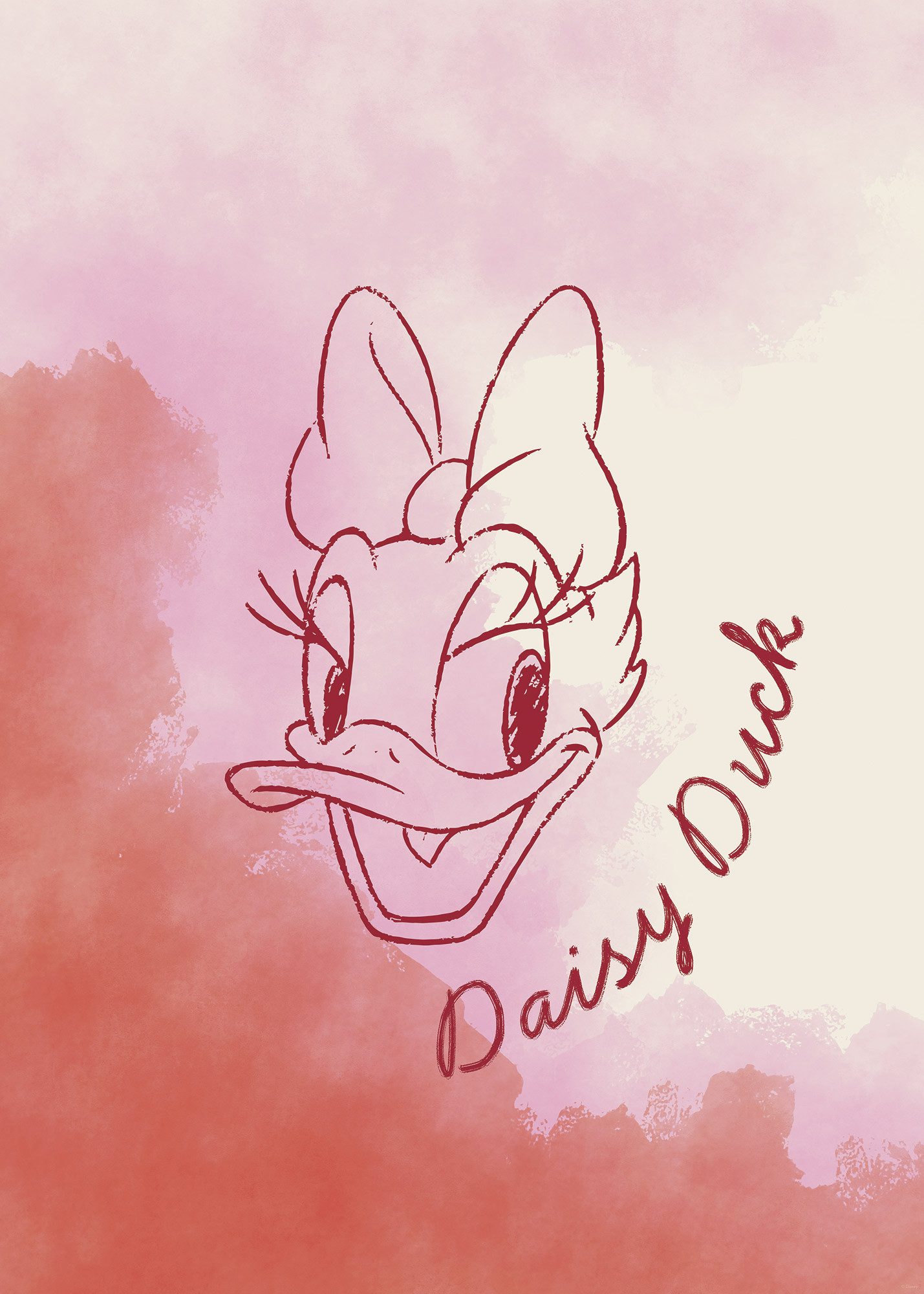 Komar Artprint Disney Daisy Duck Watercolours 50 x 70 cm (breedte x hoogte) - kinderkamer, wandsticker (1 stuk)
