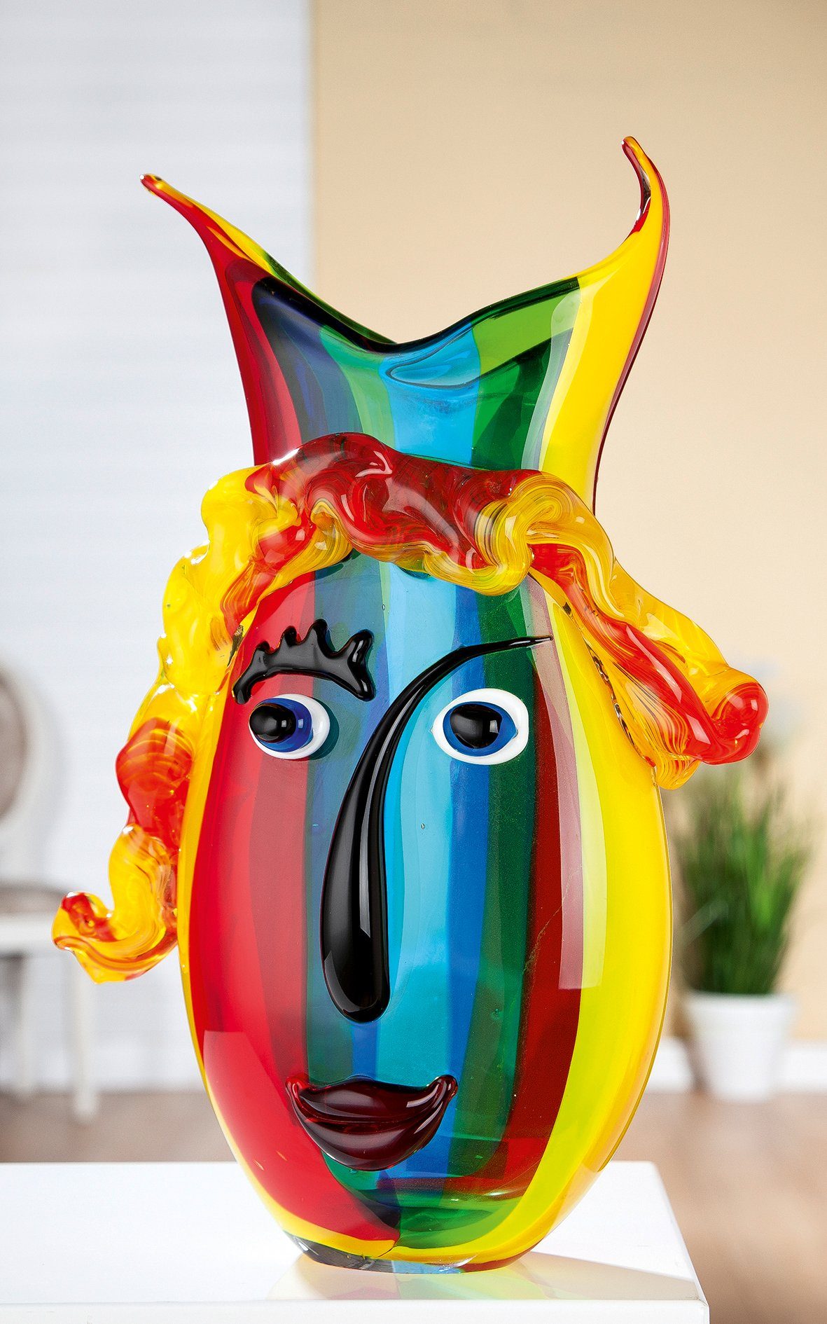 GILDE GLAS art Tafelvaas Rainbow van glas, hoogte ca. 37 cm (1 stuk)