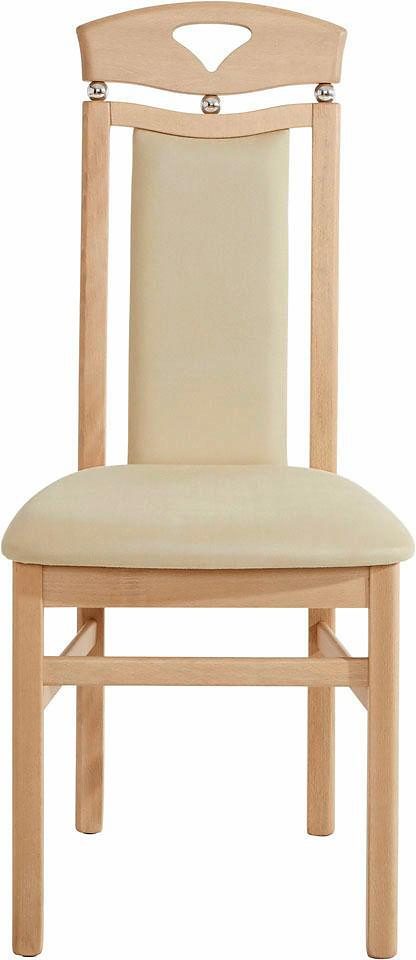 Home affaire Eetkamerstoel Berta keukenstoel Bekleding van microvezel, frame van massief beukenhout (set, 2 stuks)