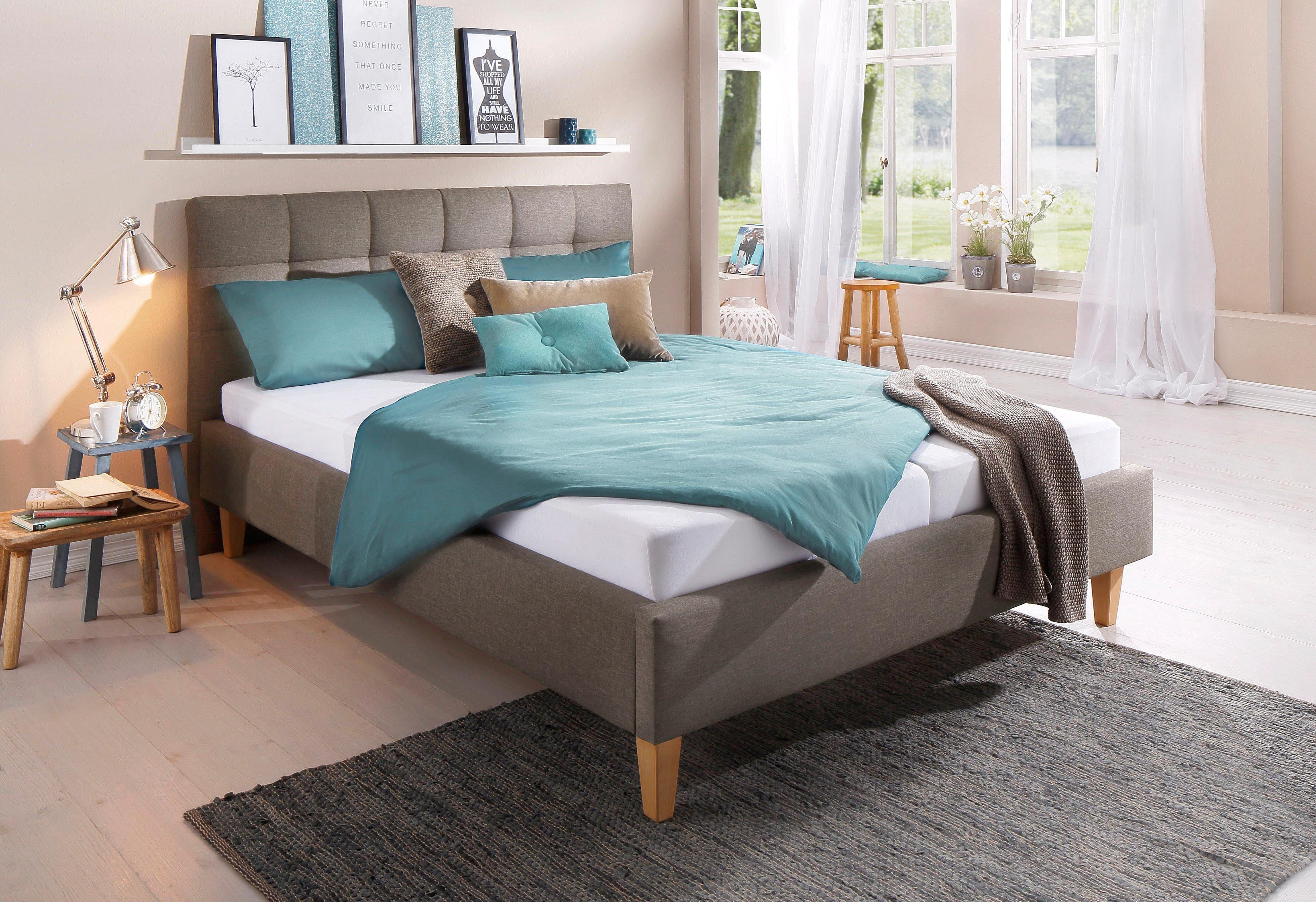 Maintal Gestoffeerd bed Tom in 4 breedten, zonder matras of met koudschuim resp. binnenveringsmatras bedden groen