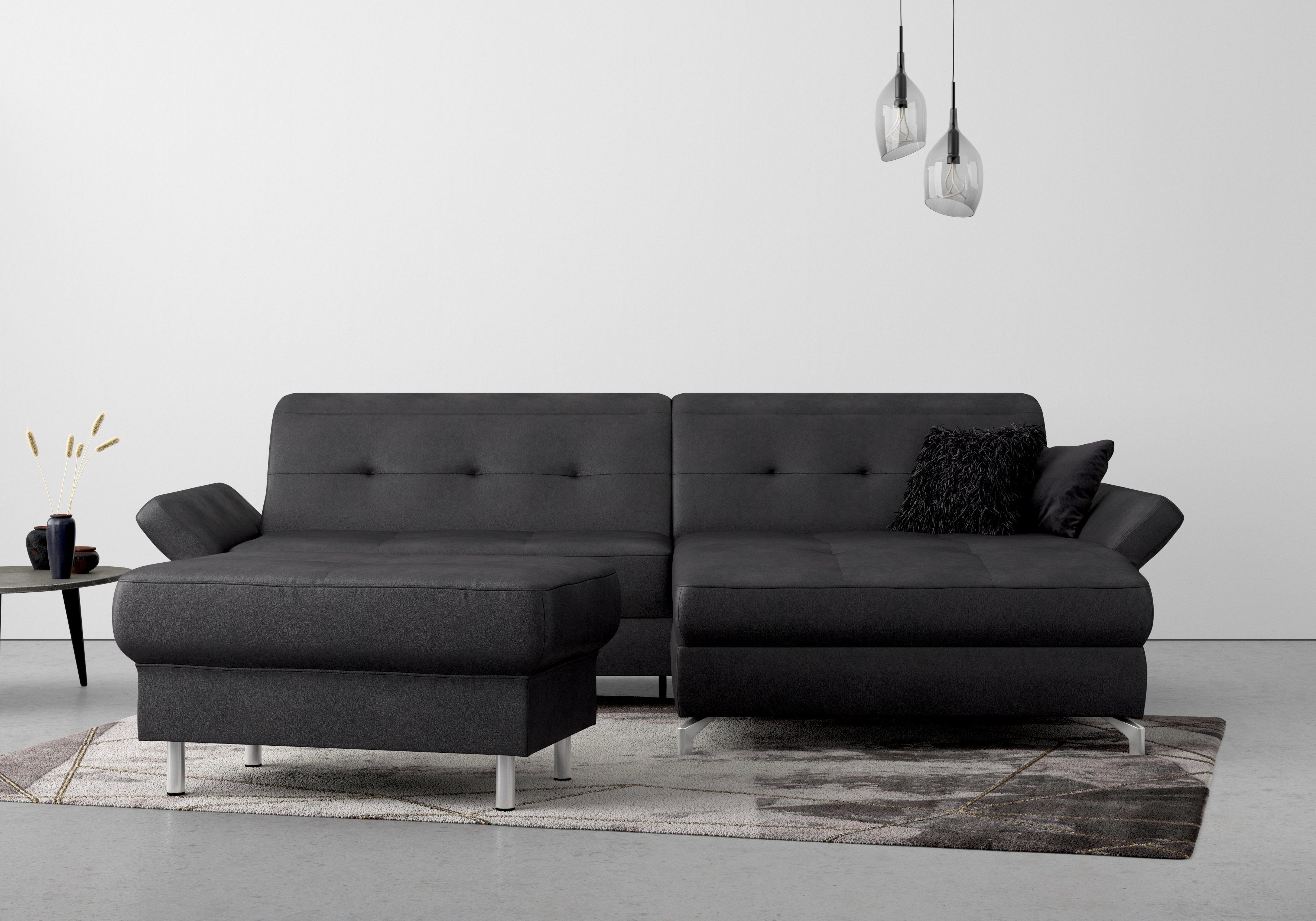 INOSIGN Hocker Maredo Binnenveringsinterieur, passend bij de 'Maredo'-serie hockers maat Luxe-microvezel zacht grijs
