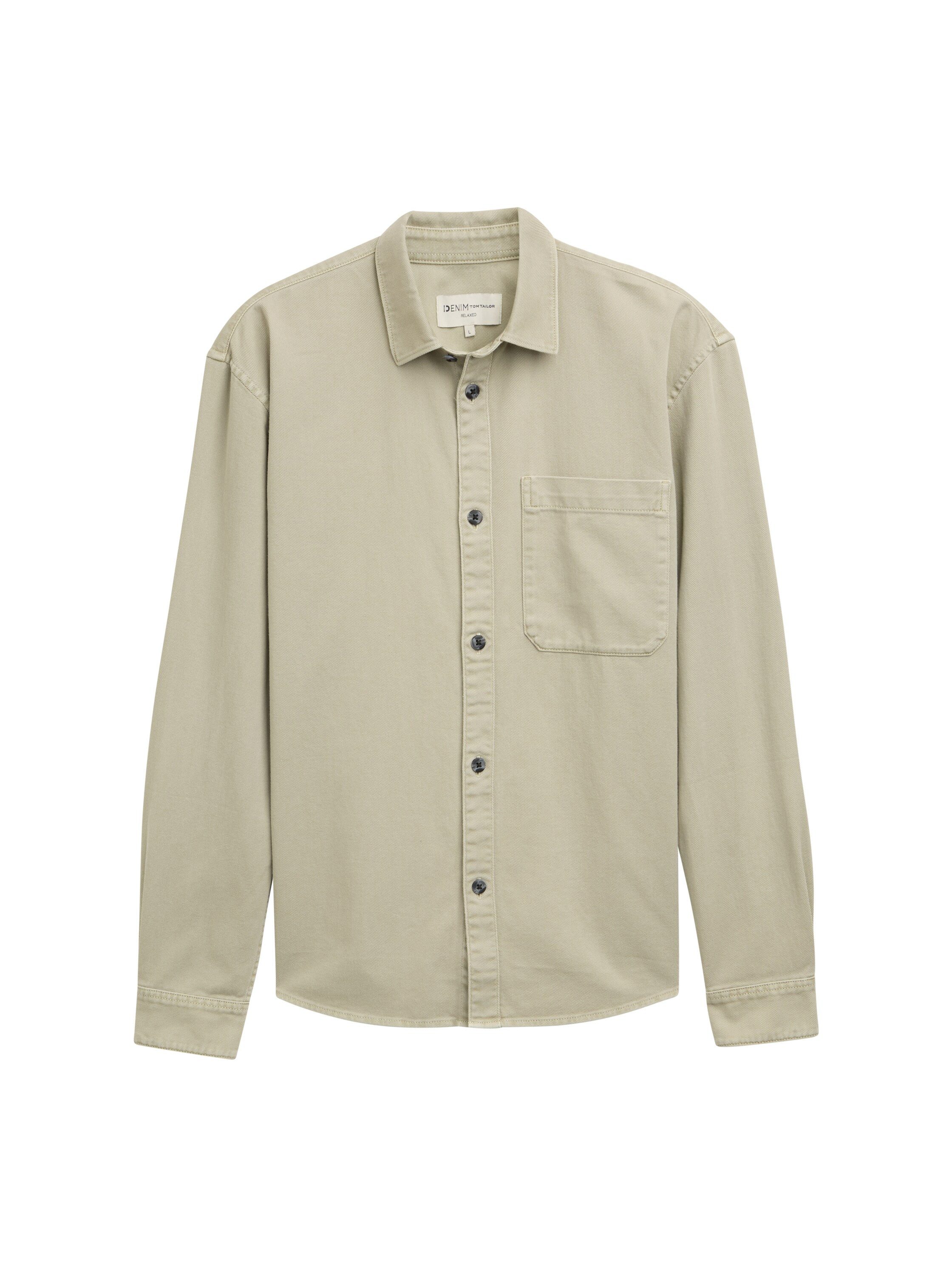 Tom Tailor Denim Overhemd met lange mouwen met borstzak van 100% katoen