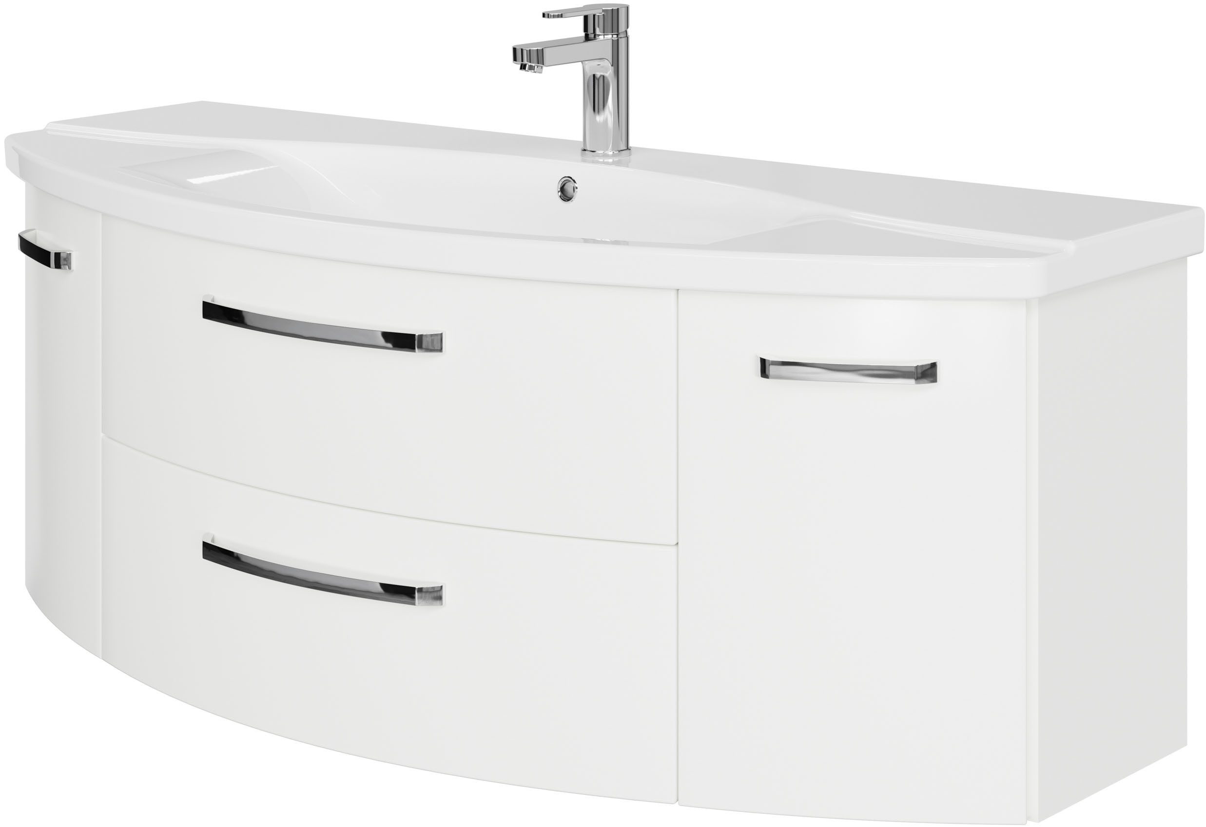 Saphir Wastafelonderkast Serie 4010 keramische wastafel met onderkast, 144 cm breed Waskamer met 2 deuren, 2 lades, badkamermeubelset met wastafel