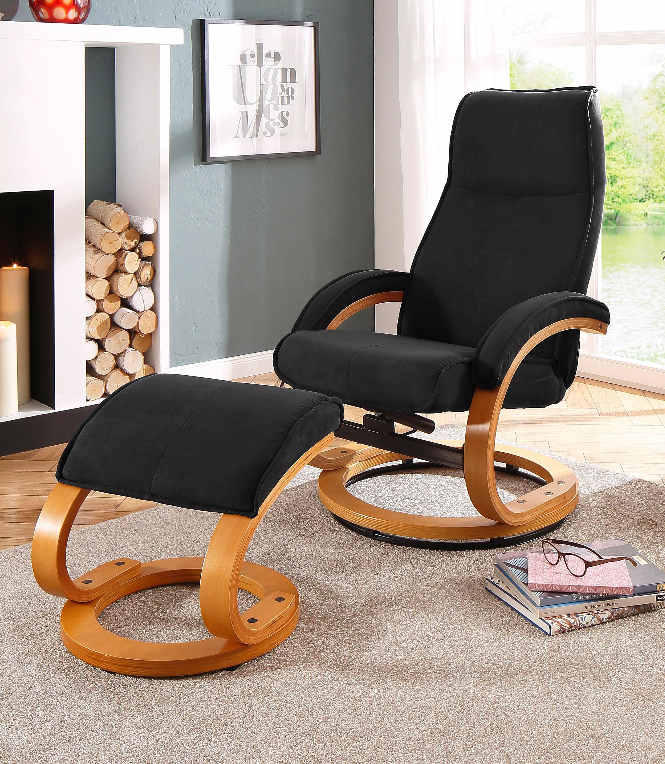 Home affaire Relaxfauteuil Paris TV-fauteuil, fauteuil met poef, woonkamer, handmatige slaapfunctie (set, 2 stuks)