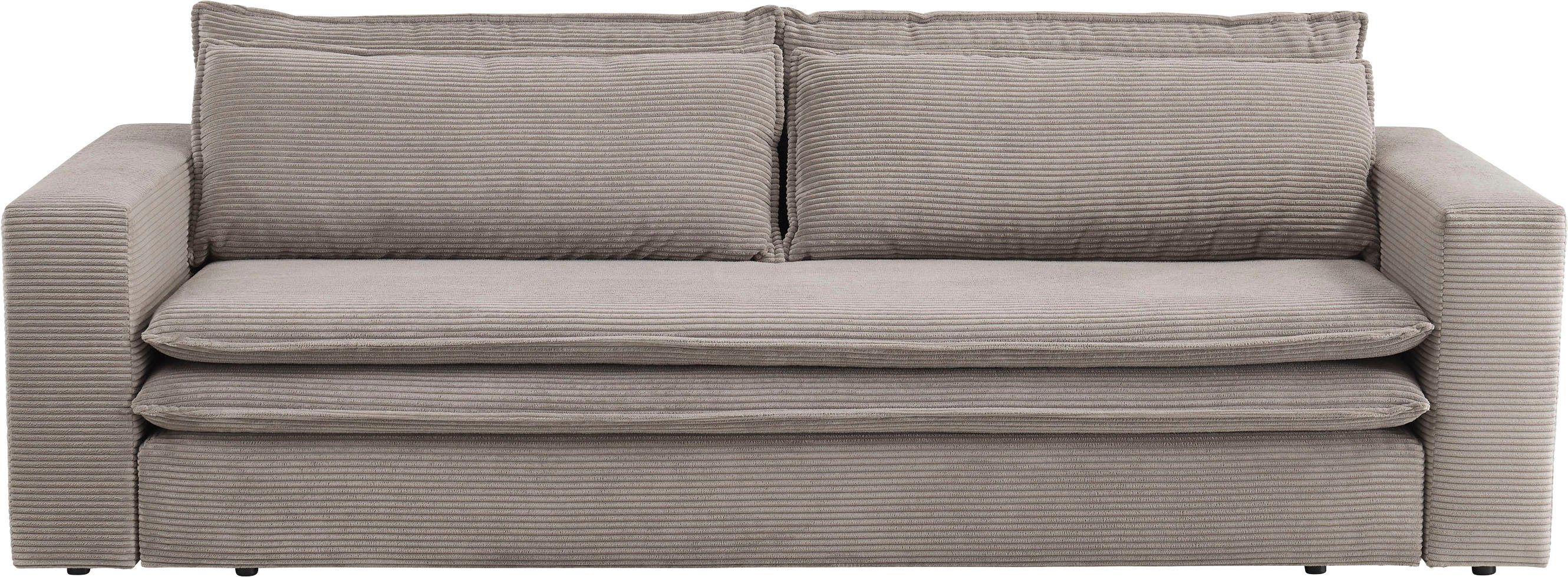 Places of Style 3-zitsbank PIAGGE Cord-bekleding - met slaapfunctie en bedkist, met praktische topmatras