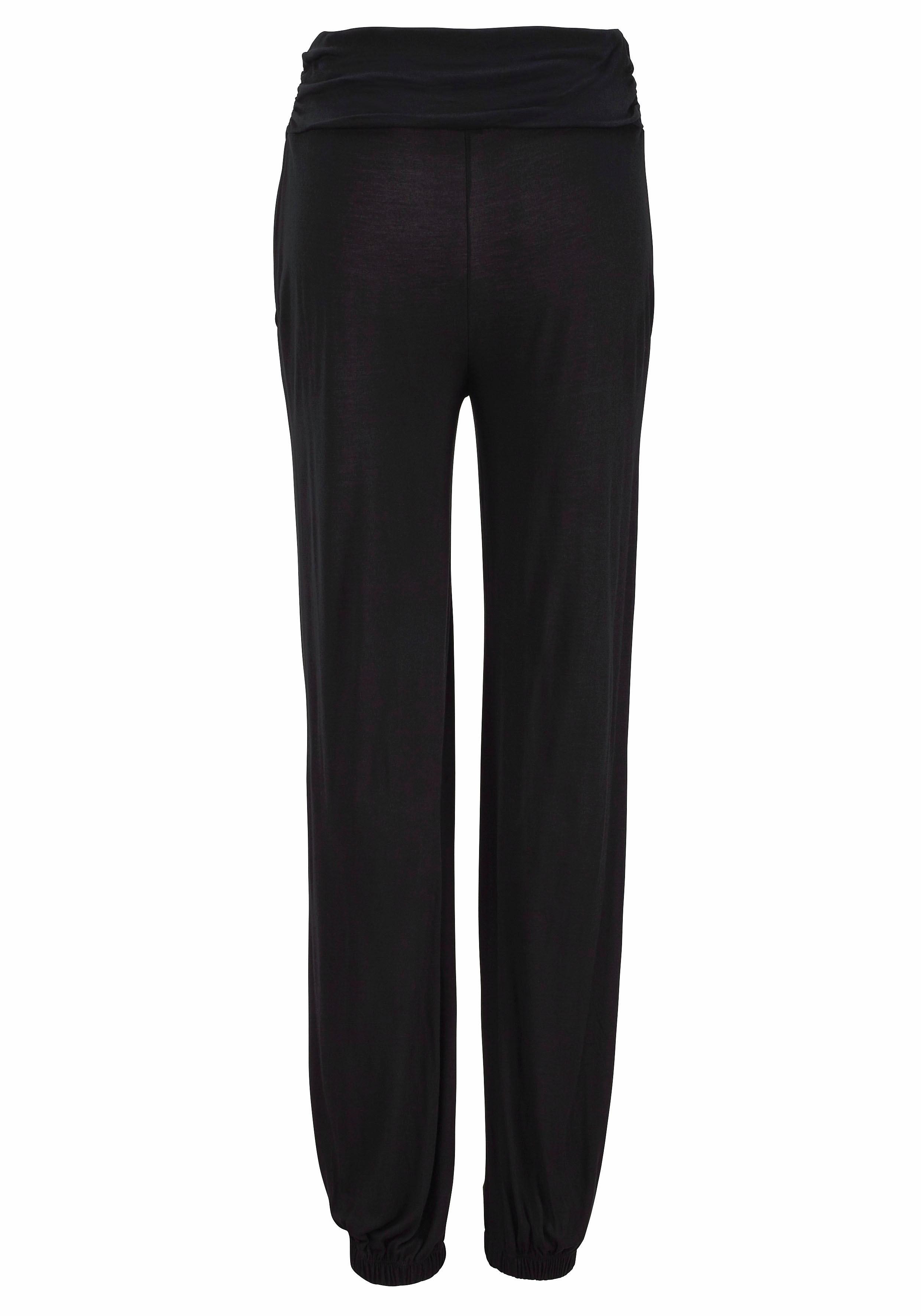 Lascana Strandbroek met sierknopen en zakken, jersey broek, lichtgewicht en elastisch
