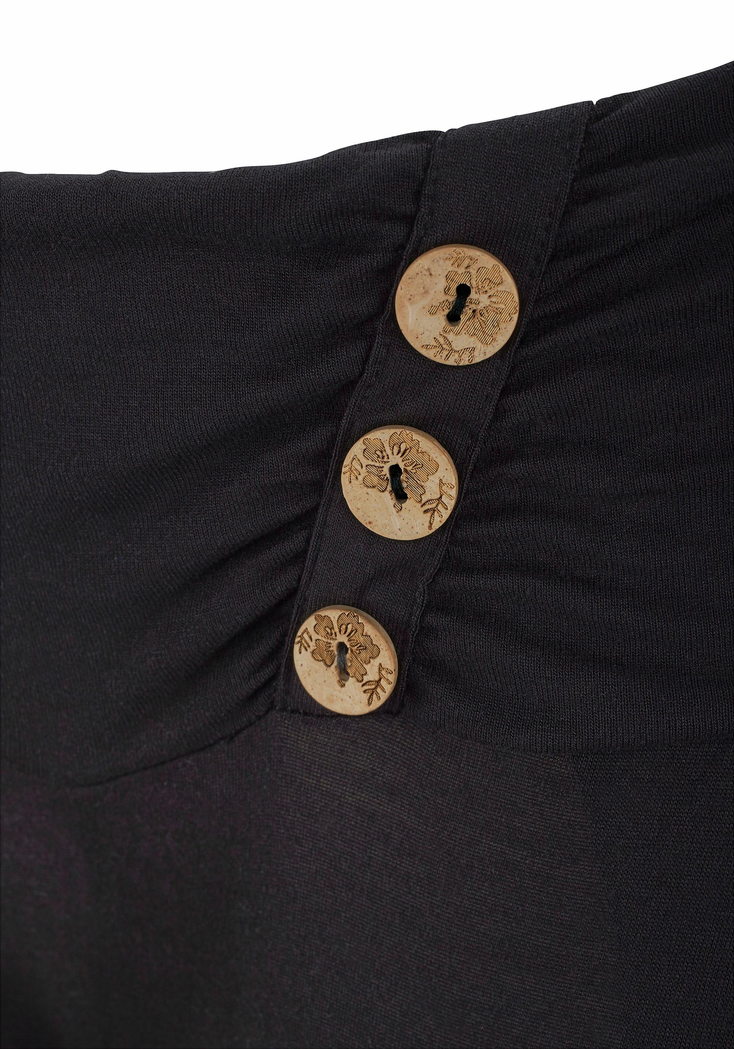 Lascana Strandbroek met sierknopen en zakken, jersey broek, lichtgewicht en elastisch
