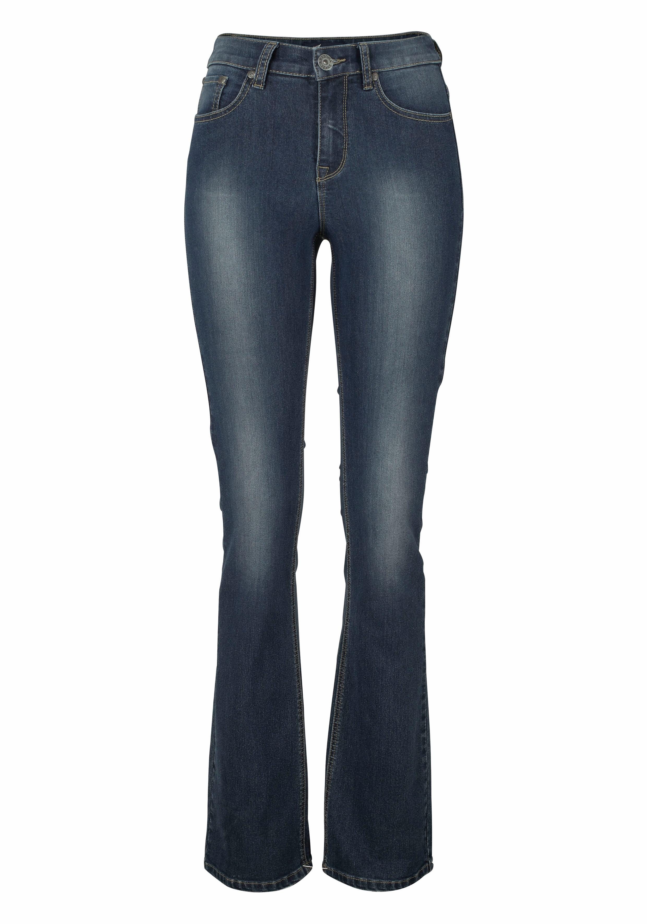 Arizona Bootcut jeans Shaping elastische pasvorm, bootcut-pasvorm, used-wassing, hoge taille