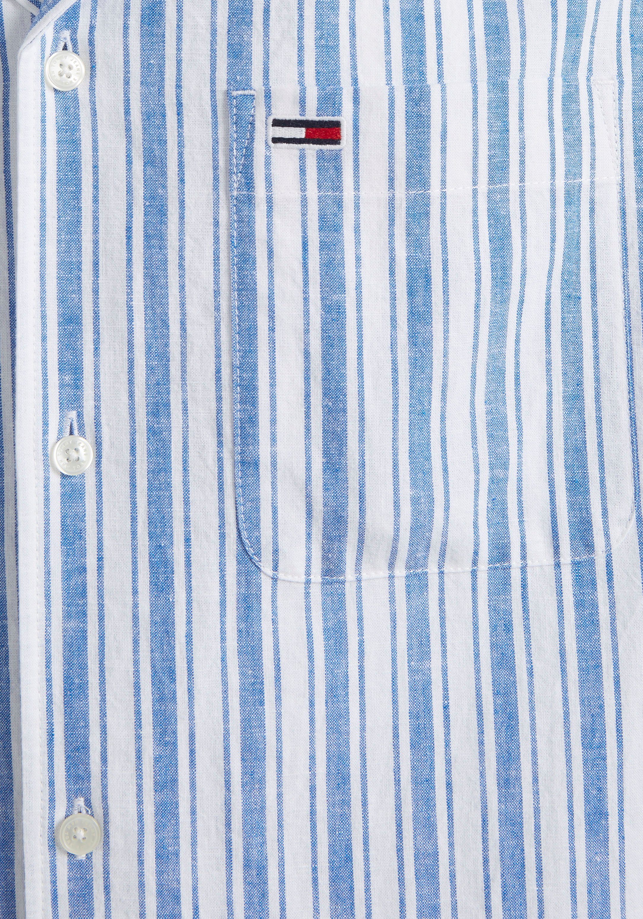 TOMMY JEANS Overhemd met korte mouwen TJM STRIPE LINEN SS SHIRT EXT