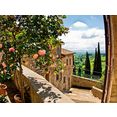 home affaire print op glas banepetkovic: rozen in san gimignano, met toscaans landschap 80-60 cm groen